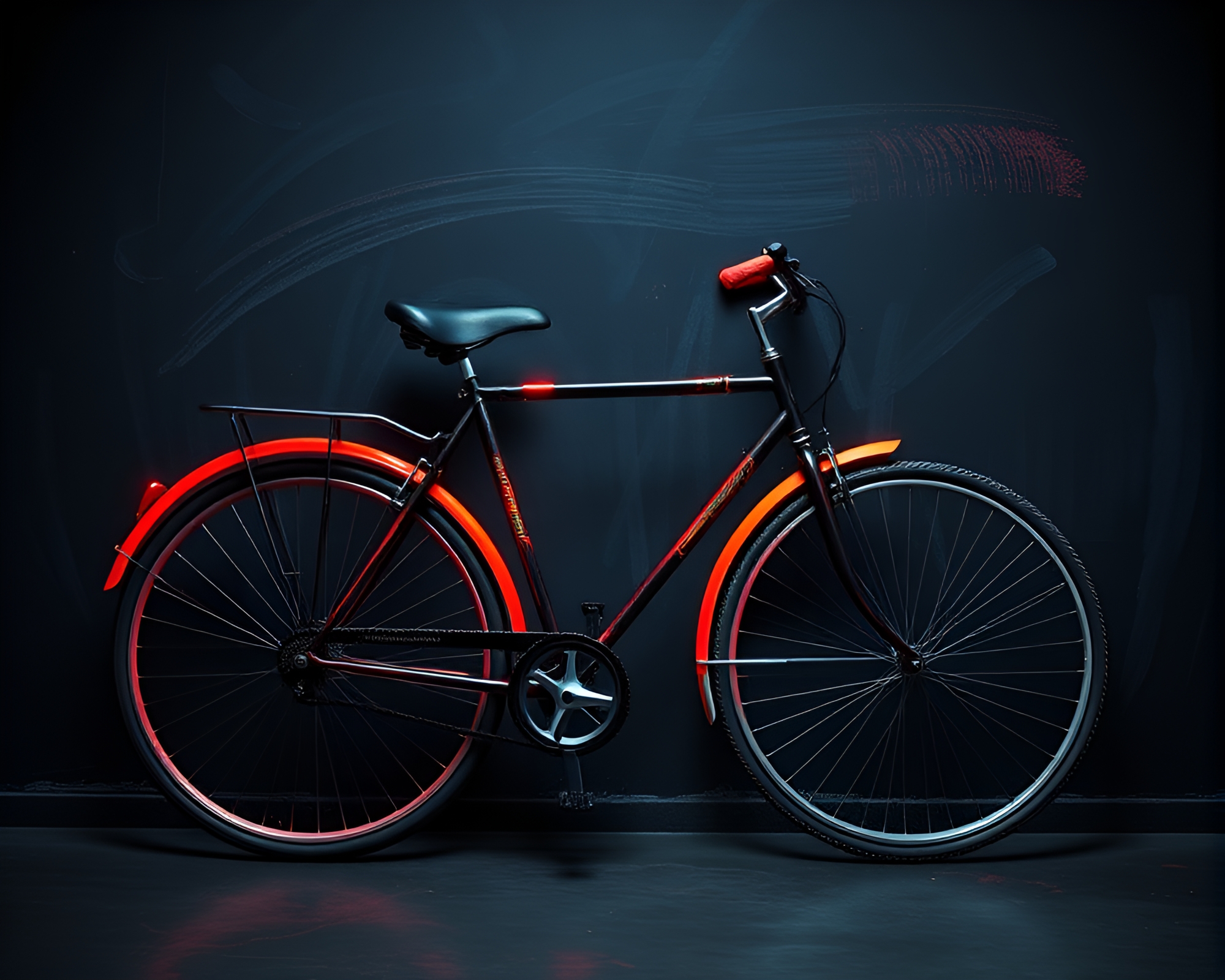 Bicycle Adventure in Glowing Material Design World – free AI stock image