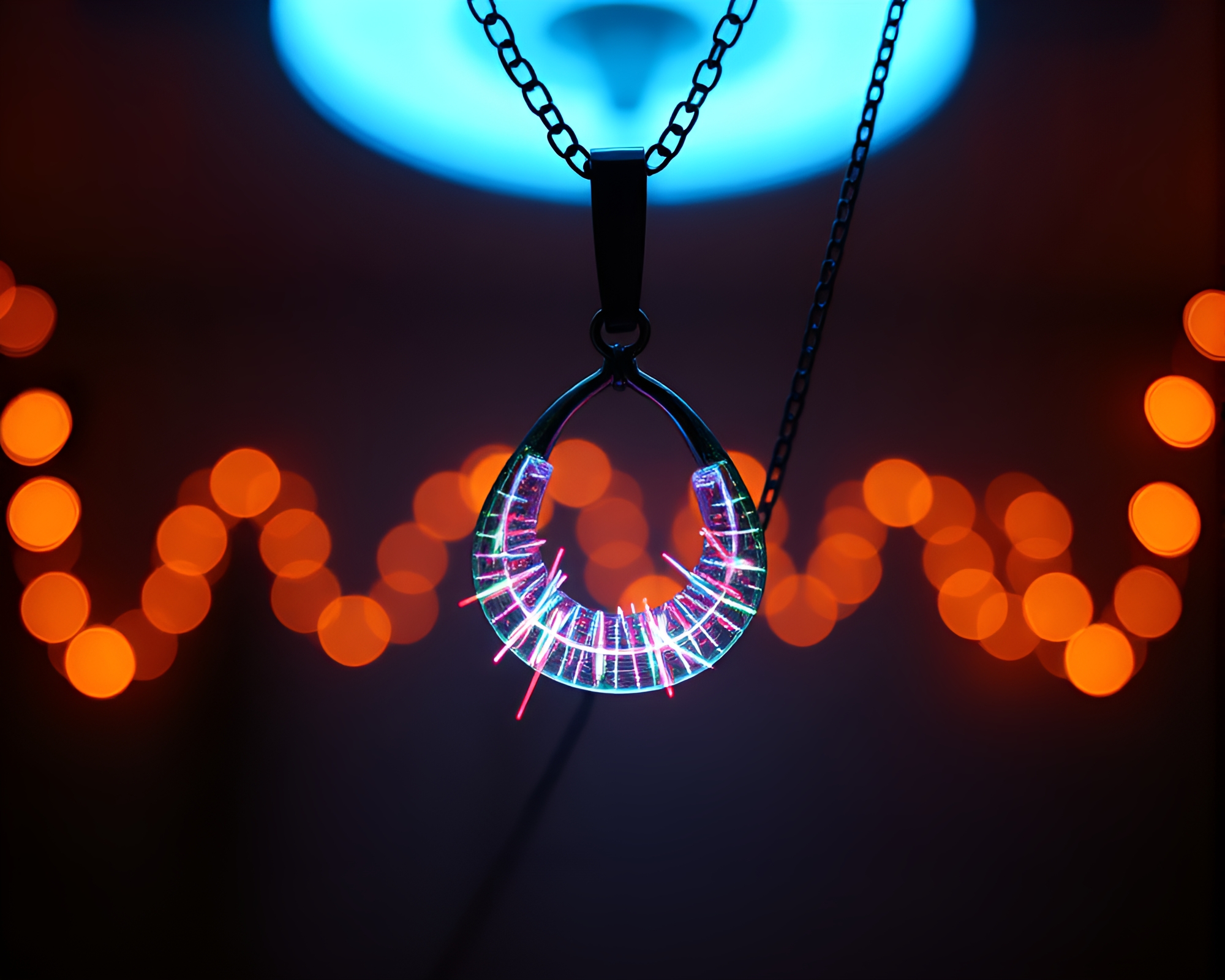 Retrowave Necklace Glow with Fiber Optics – free AI stock image