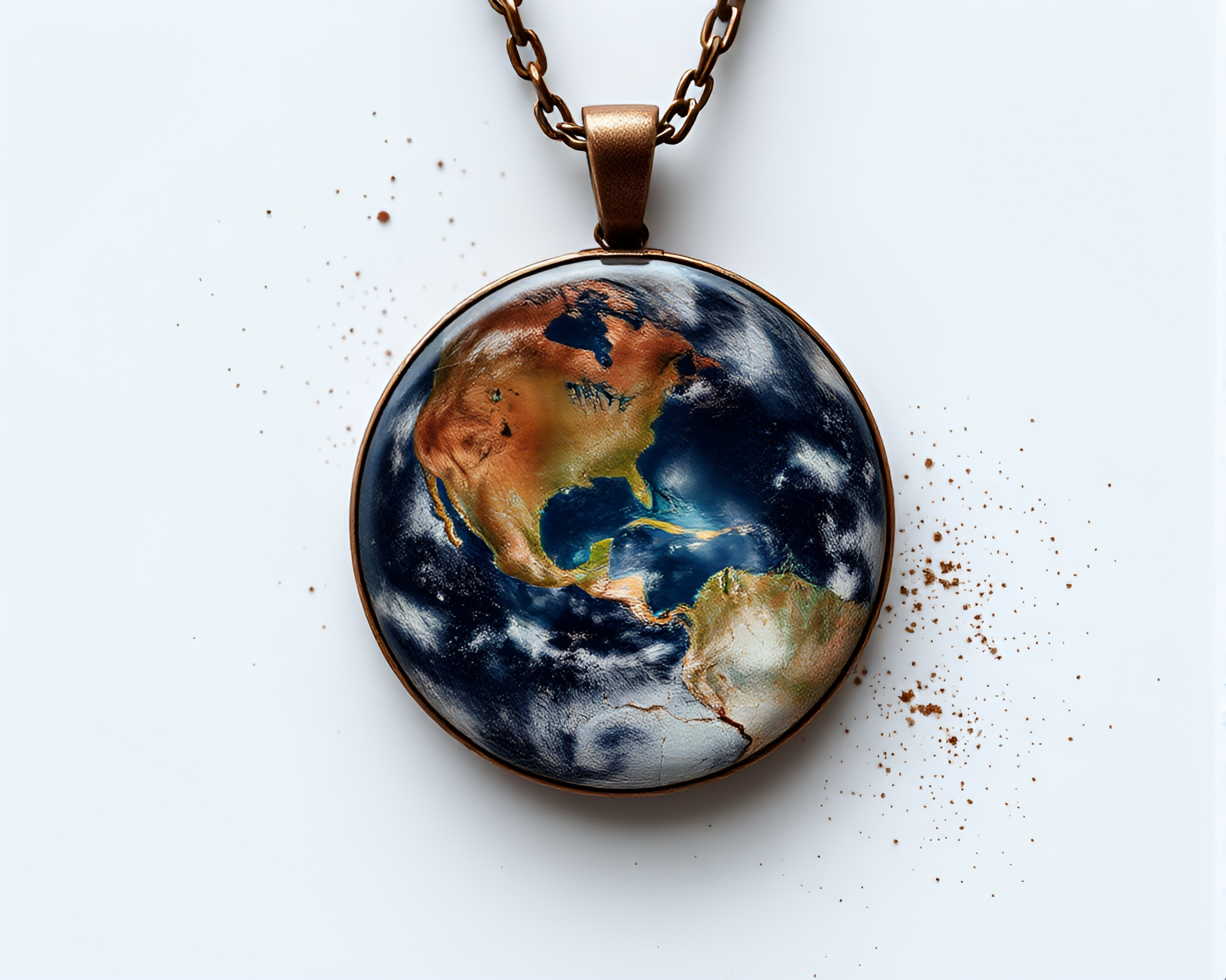 Cosmic Necklace Adrift in Cracked Digital Universe – free AI stock image