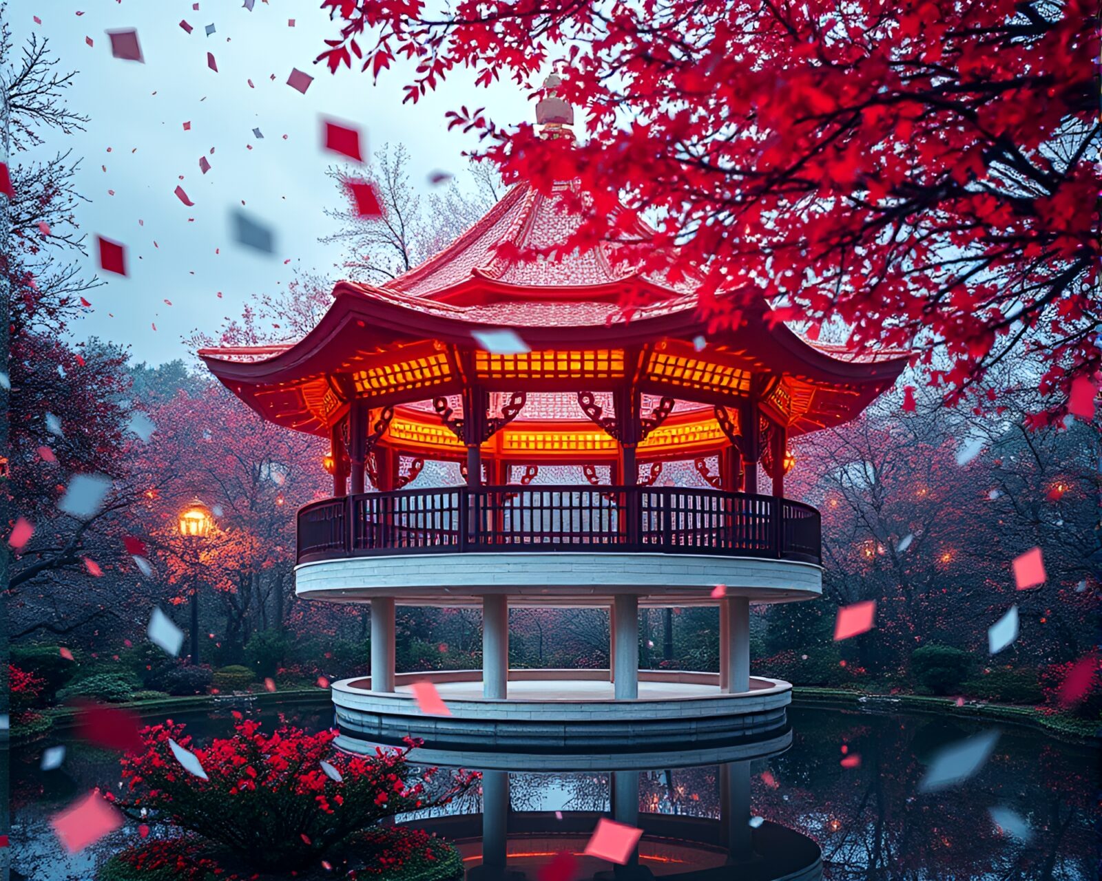 High dynamic range image of a floating pavilion in ambient occlusion