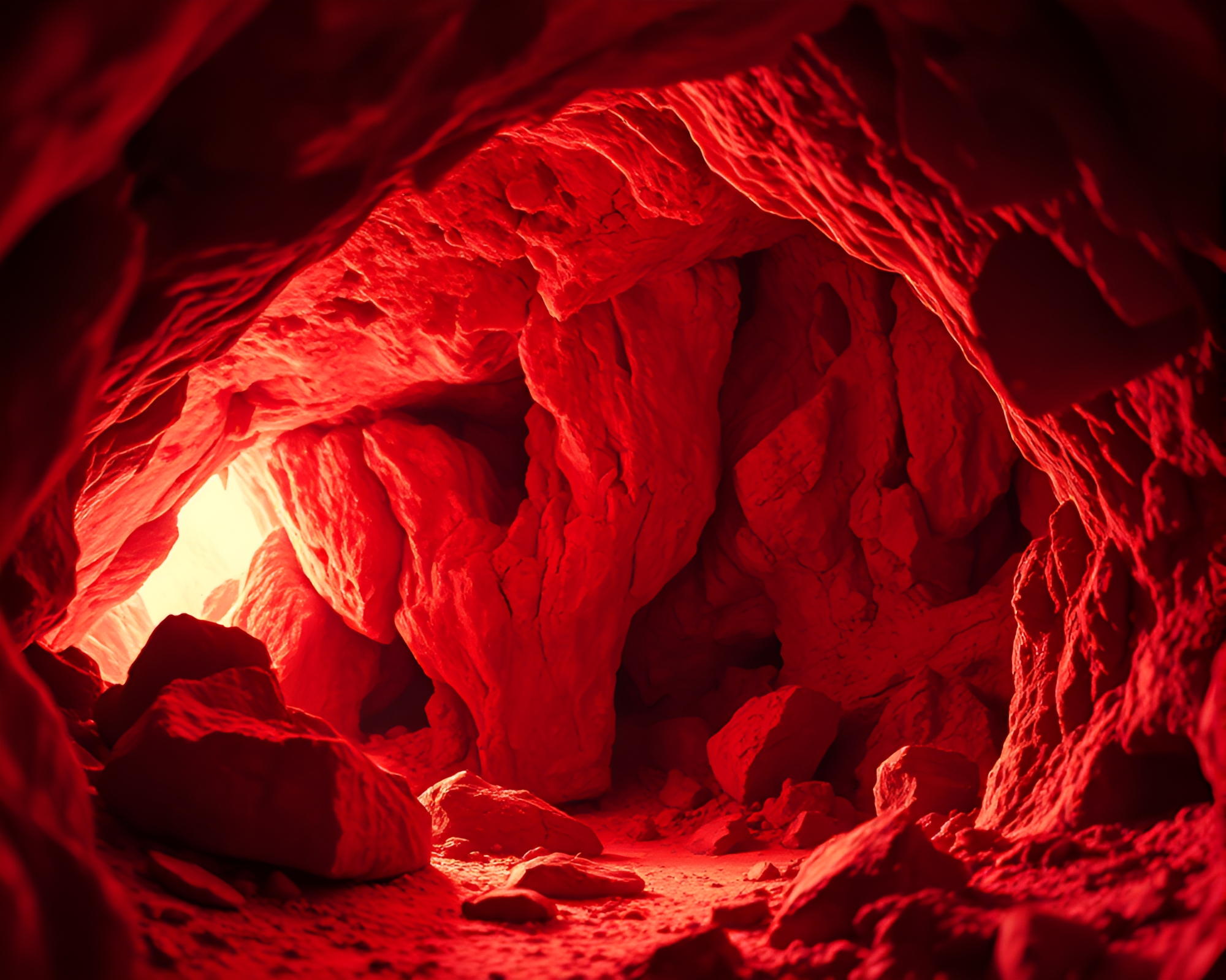 Mystical Cave Painting: Red Monochrome Focus Stacking – free AI stock image