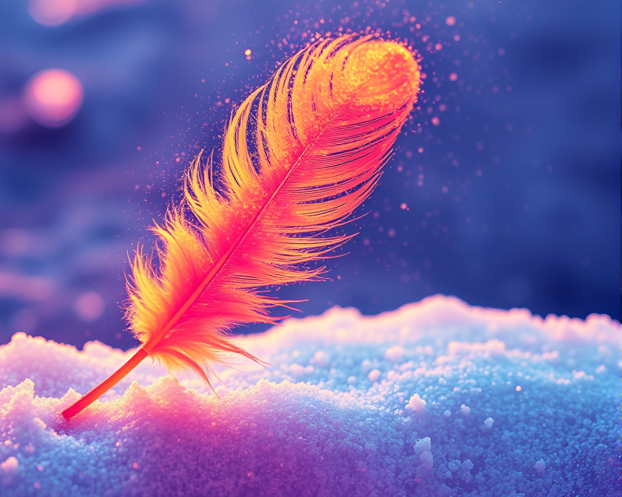 Manga Glacier Feather Dusting in Thermal Shades – free AI stock image