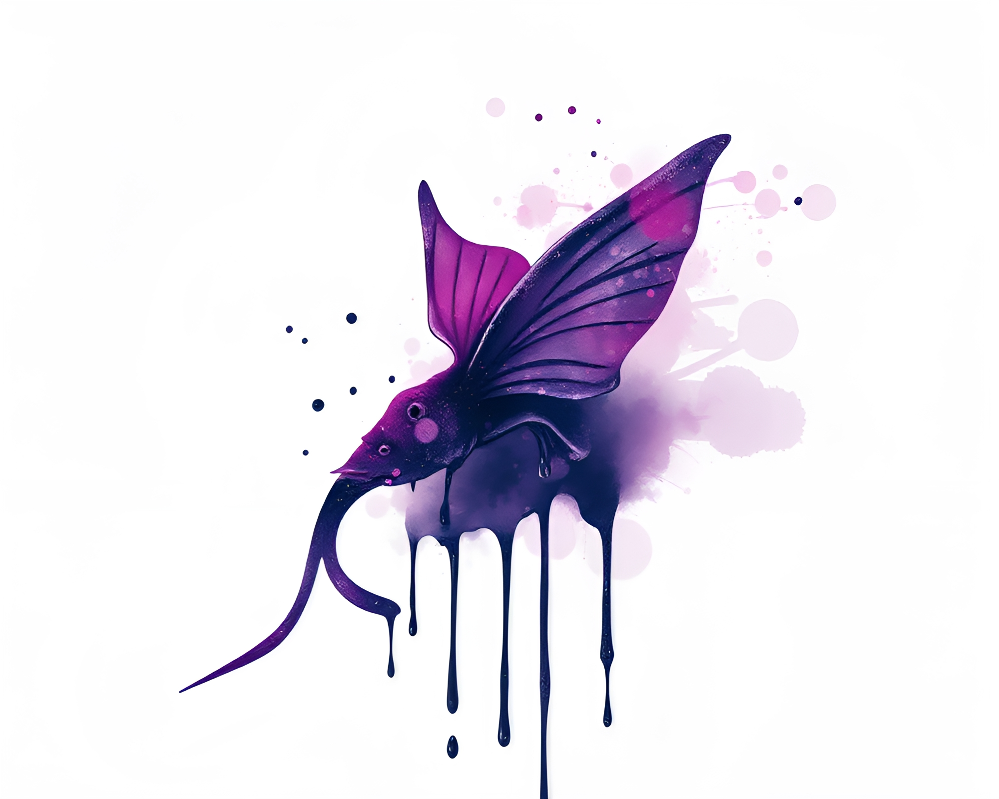 Enchanting Nymph Bathed in Holographic Ink Wash Drips – free AI stock image