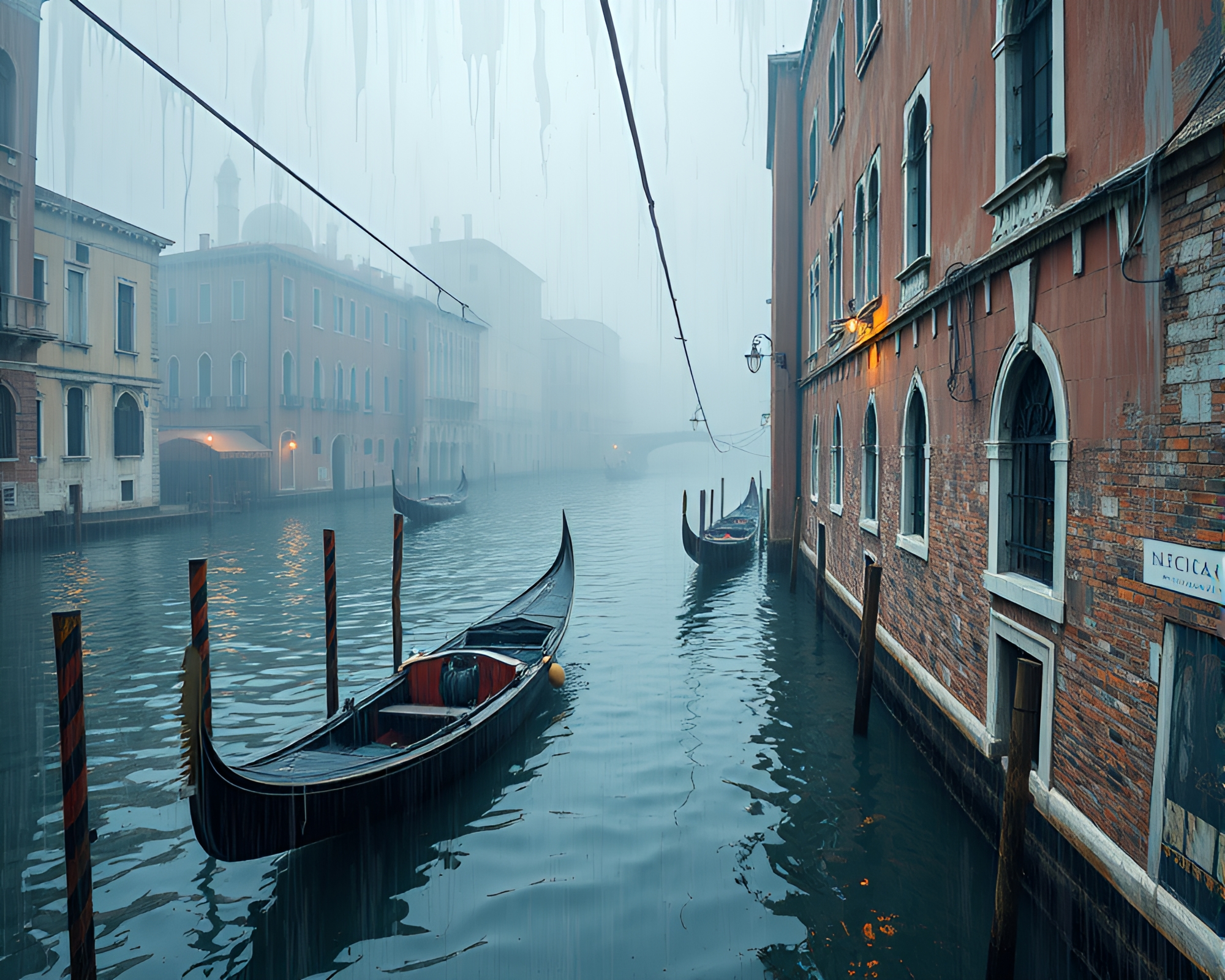 Tiled Mosaic Gondola Lift in Dreamy Paint Style – free AI stock image