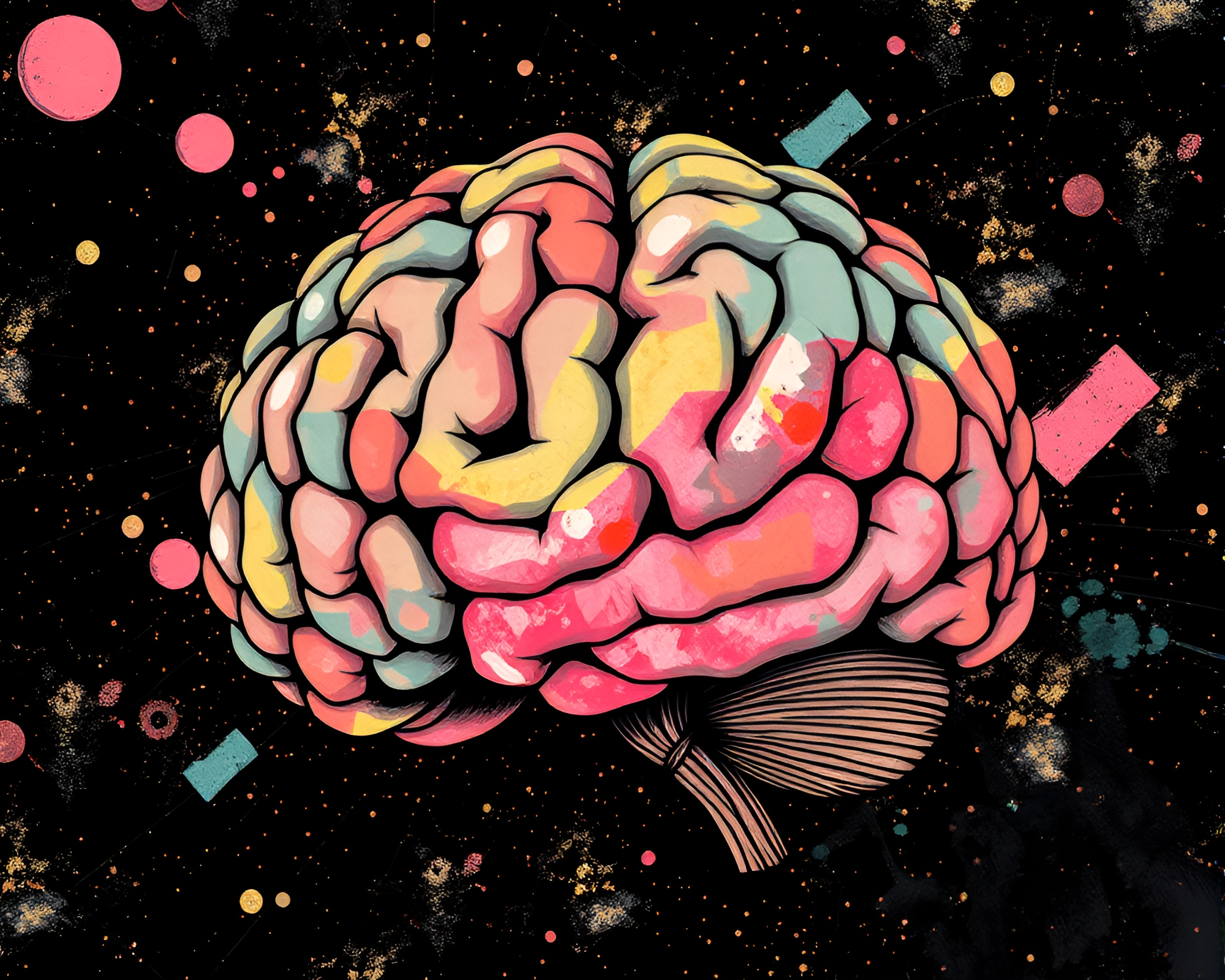 Futuristic AI Brain Maze in Manga Style Art – free AI stock image
