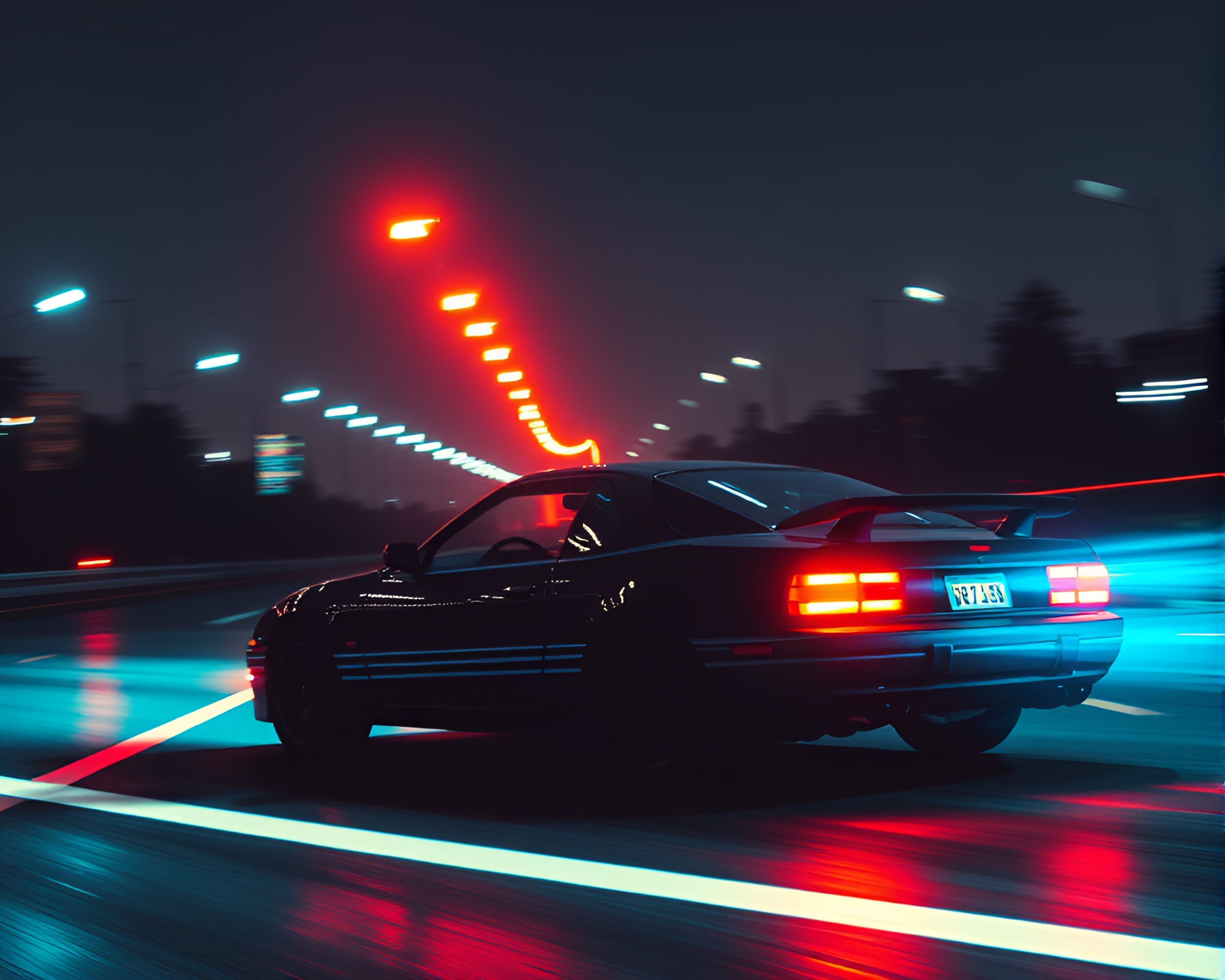 Jetpack Light Trails in 90s Pixelated Grunge Style – free AI stock image