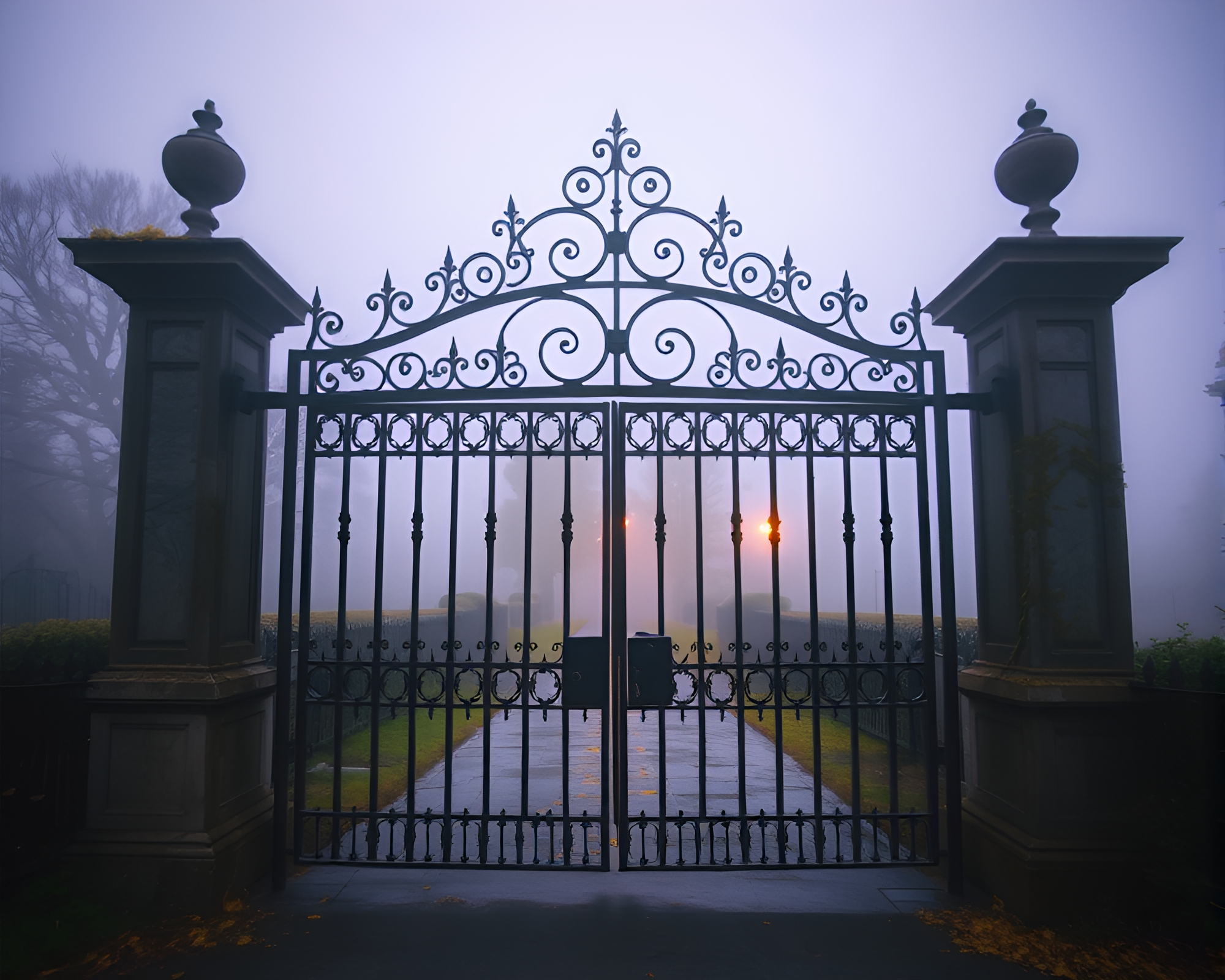 Ethereal Wrought Iron Gate Double Exposure Photography – free AI stock image