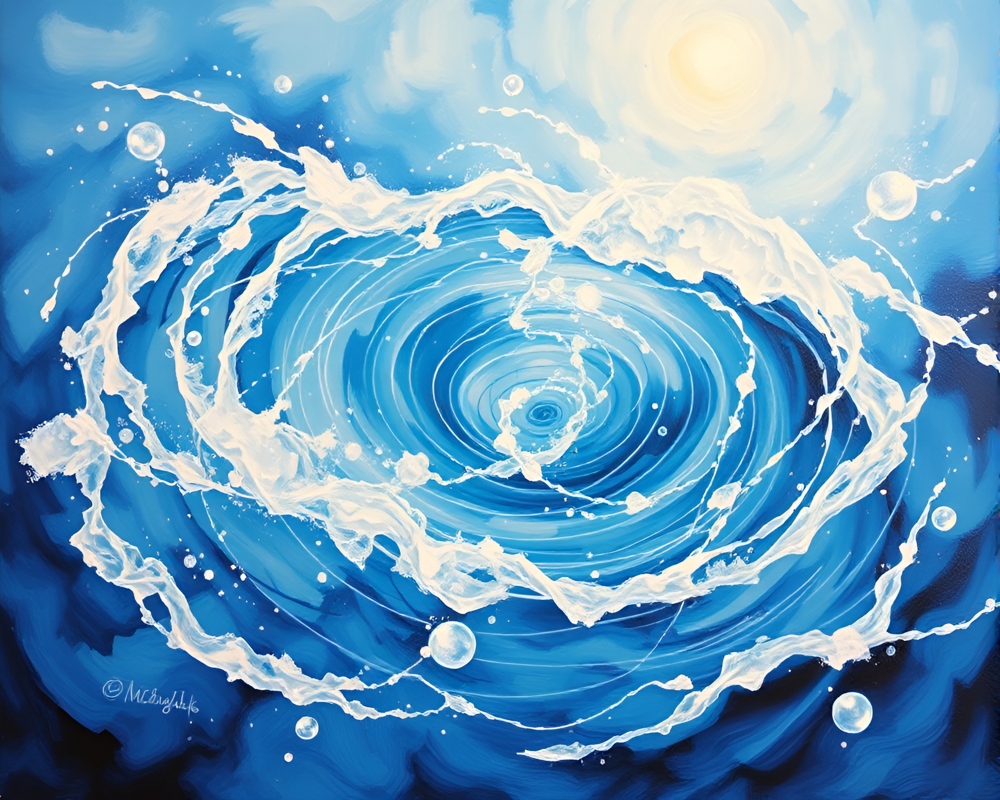 Vibrant Action Painting of Crystal Clear Water Whirlpool – free AI stock image