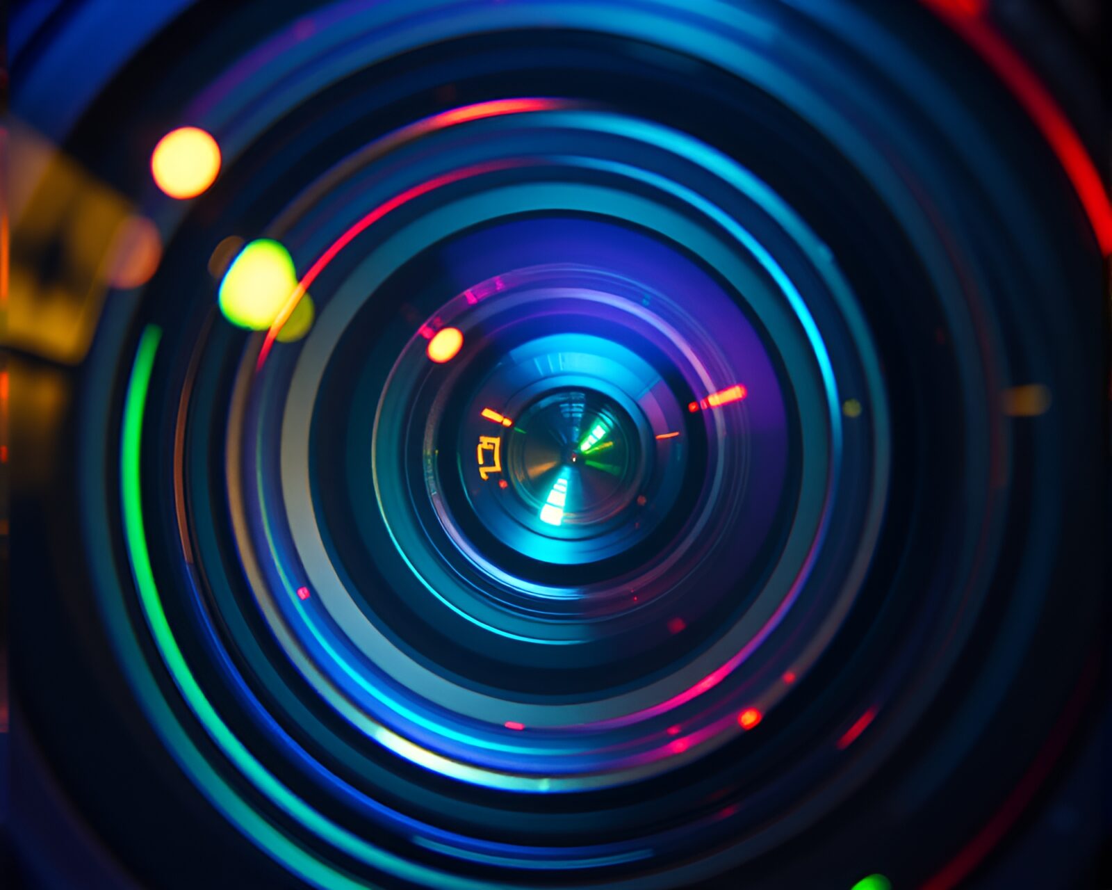 Colorful holographic baguette in swirling retro lens distortion