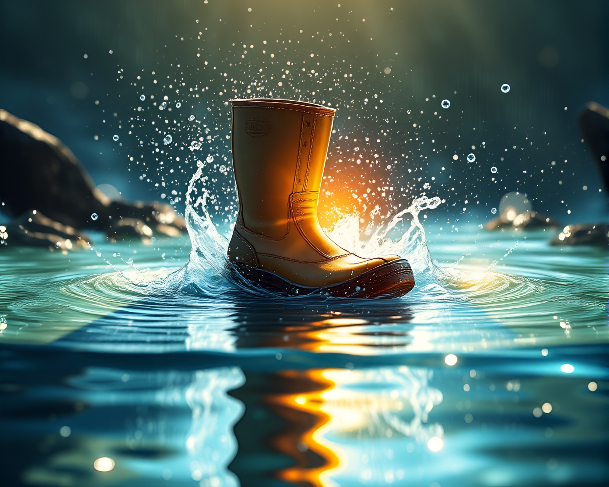 Gravity-Defying Water Distortion with Bright Lighting – free AI stock image