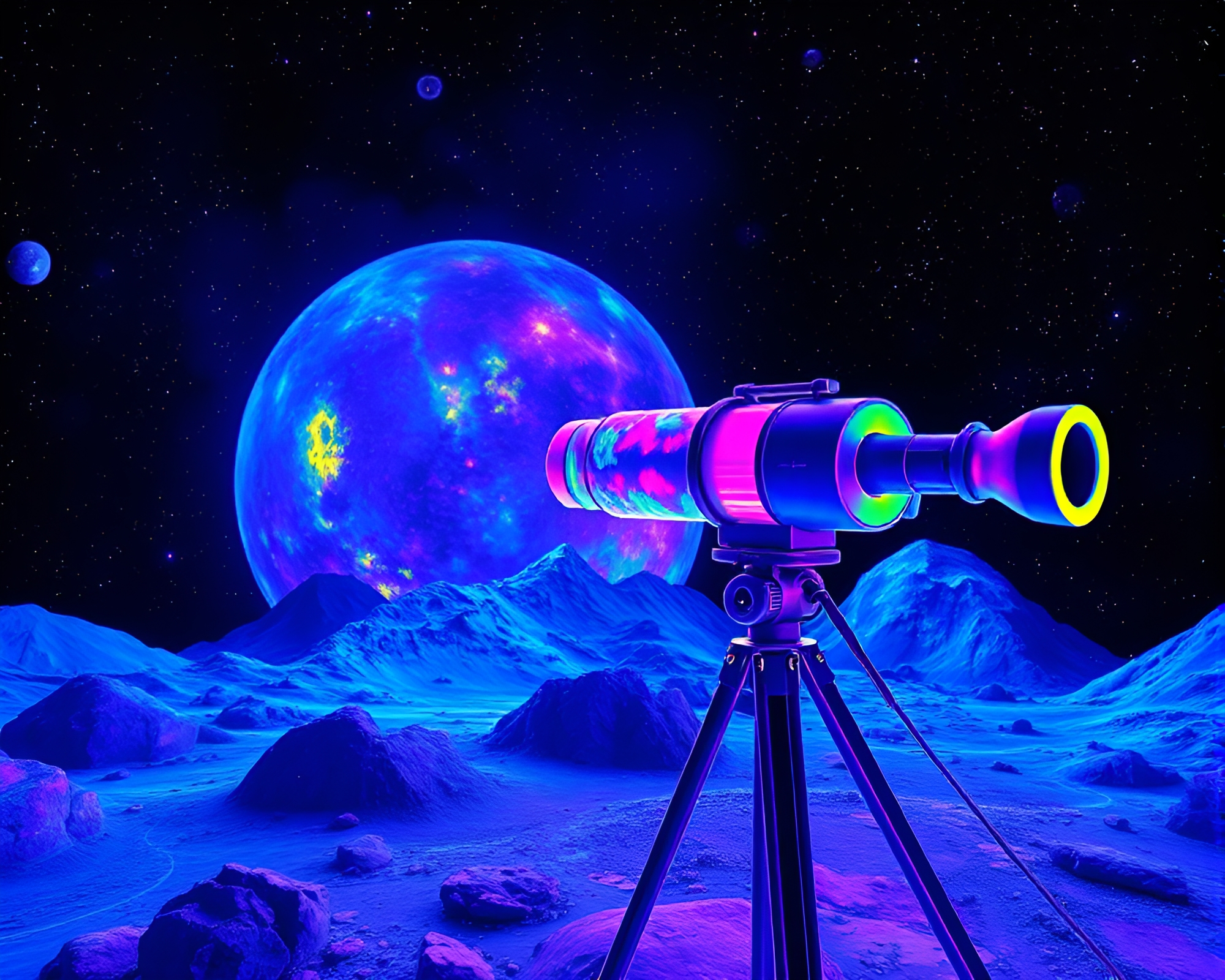 Futuristic Thermal Imaging Telescope Revealing Hidden Structures – free AI stock image