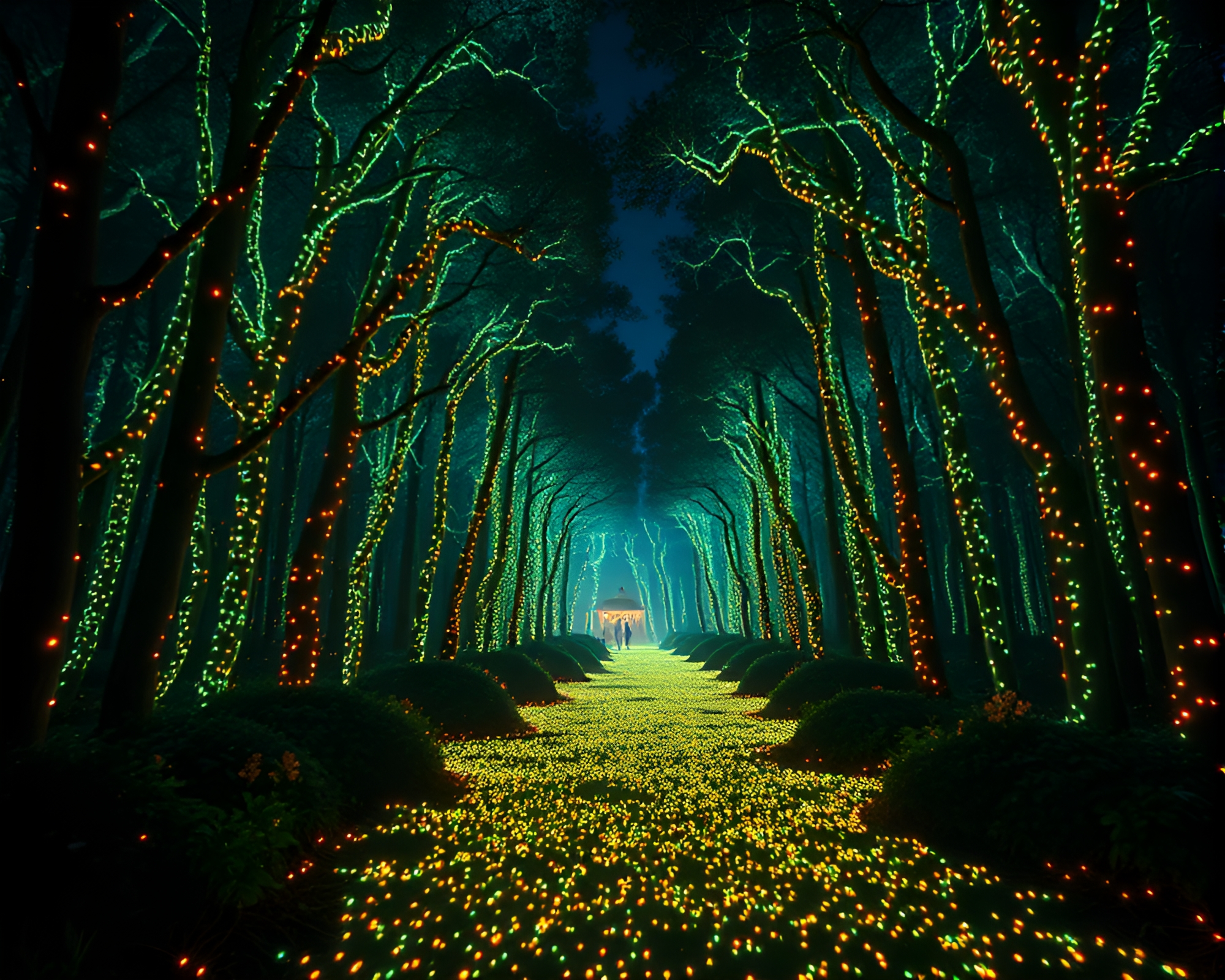 Enchanting Bioluminescent Forest at Night – free AI stock image