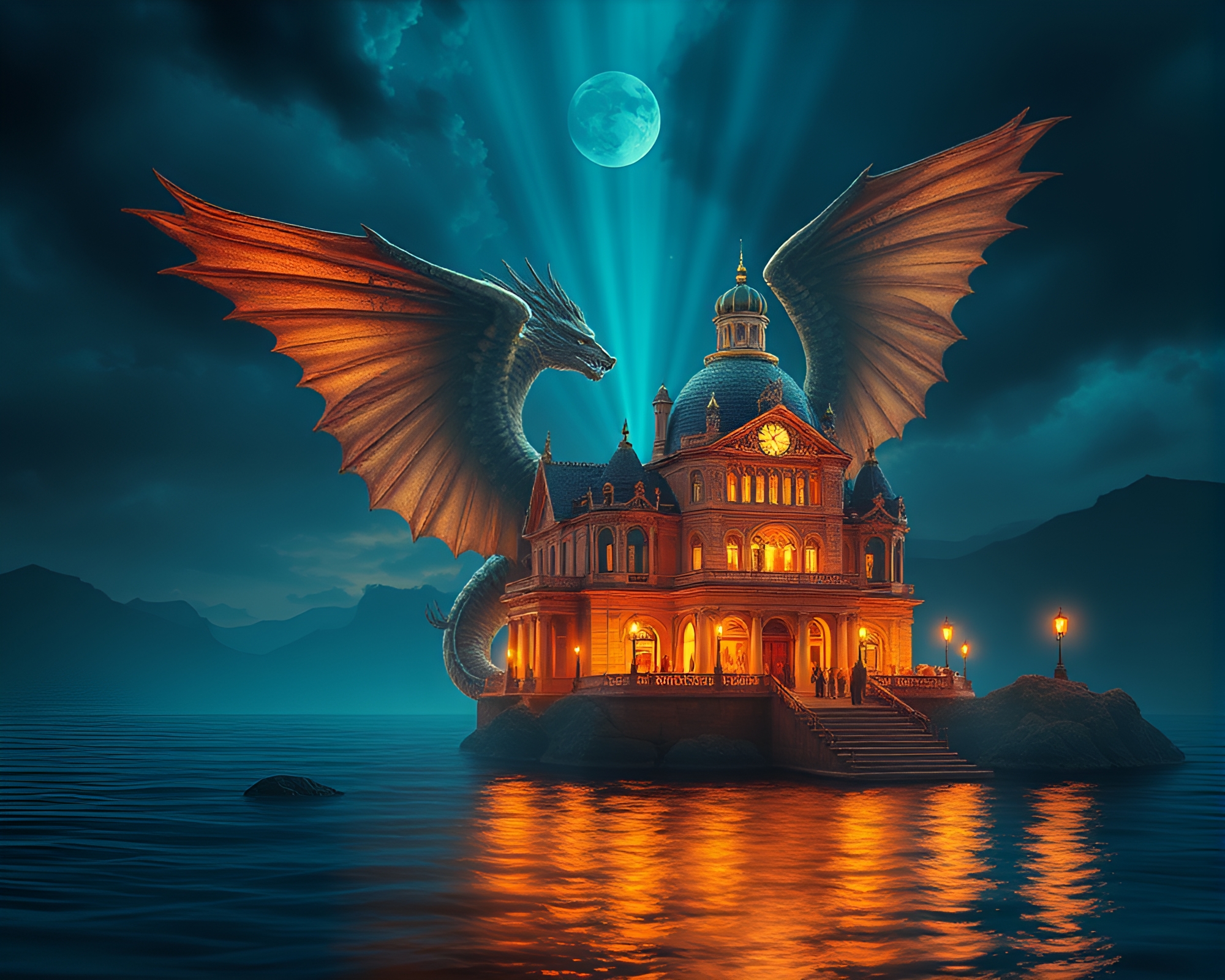 Surreal Chimera Collage in Opera-House Lighting – free AI stock image