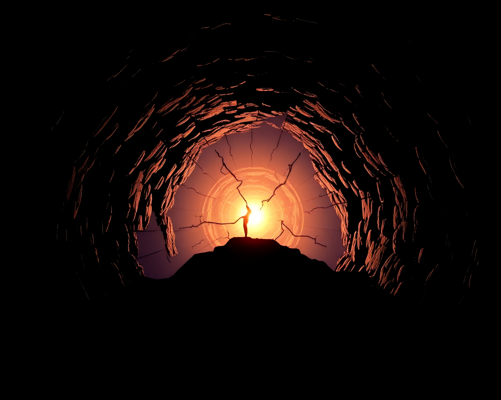 Fragmented Silhouette: Underground Bunker Kaleidoscope – free AI stock image