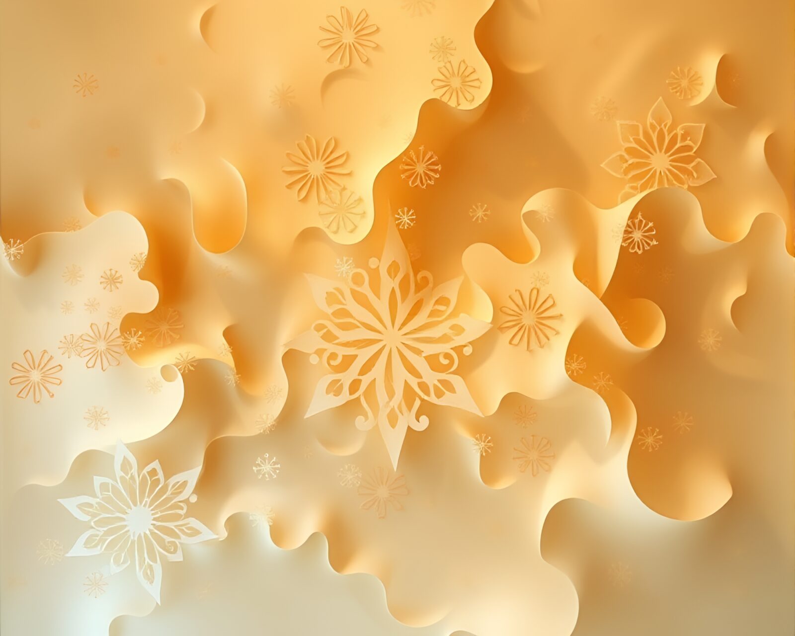 Abstract misty scene with intricate fractal patterns paper cutouts