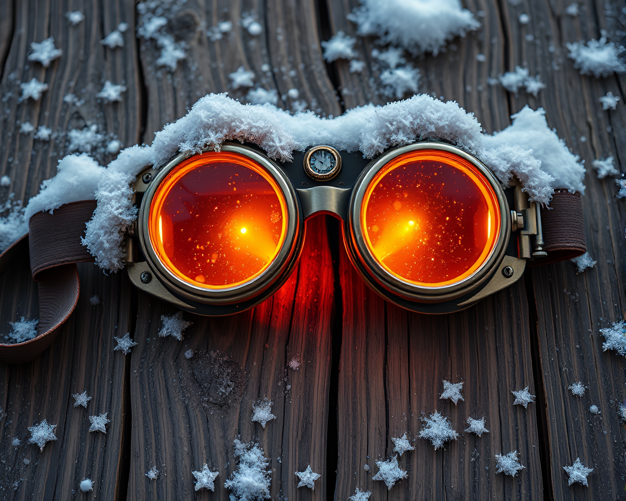 Steampunk Woodland Goggles in Snowy Essence – free AI stock image
