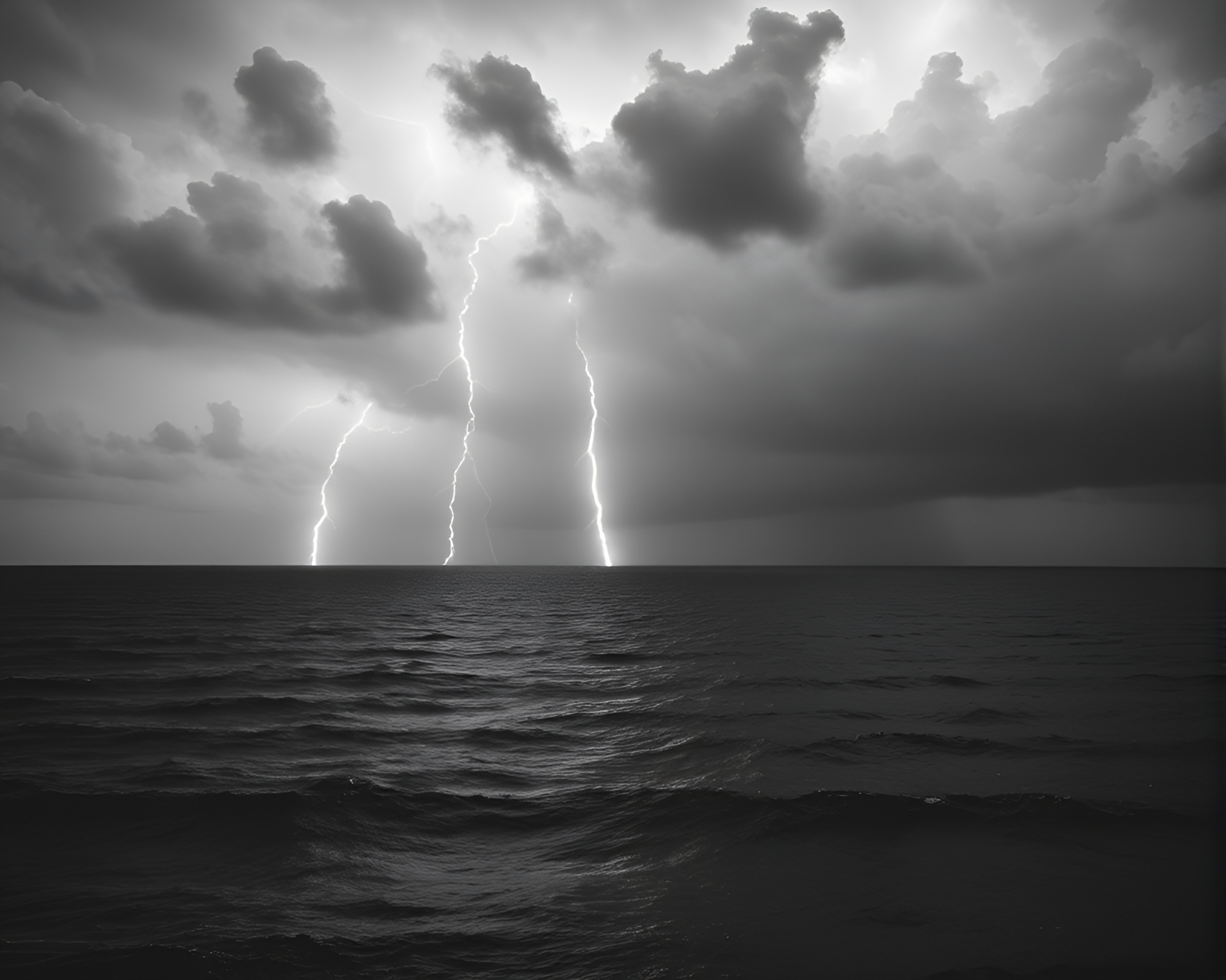 Thunderstorm Noir: Ocean Checkered Skies – free AI stock image