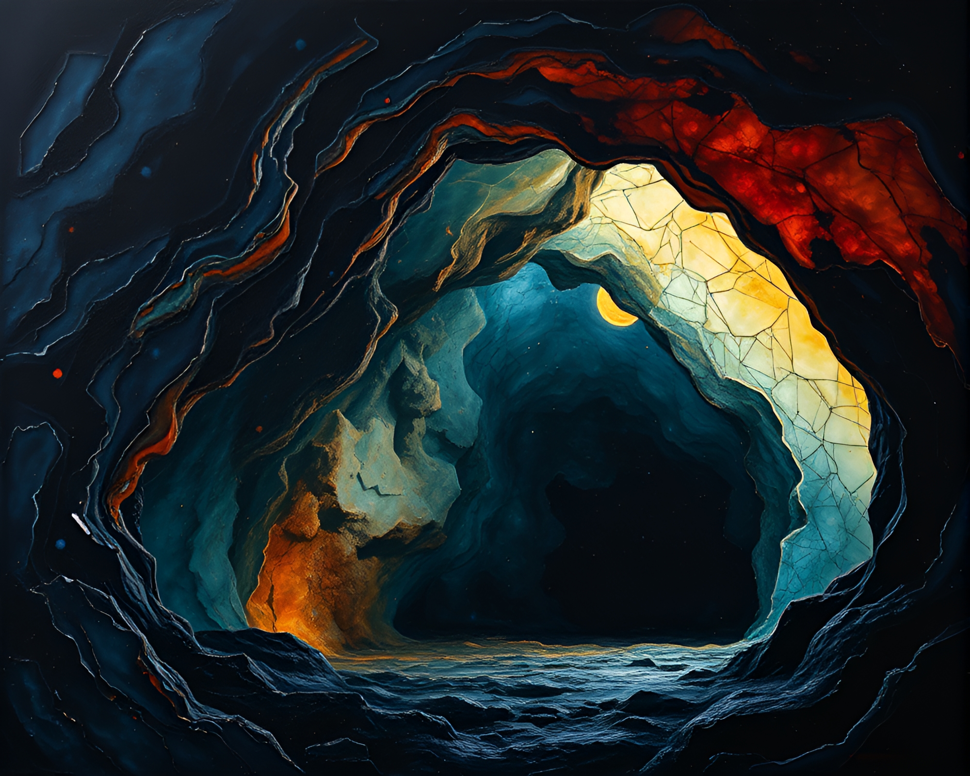 Ethereal Murano Glass Cave Encaustic Motion Capture – free AI stock image