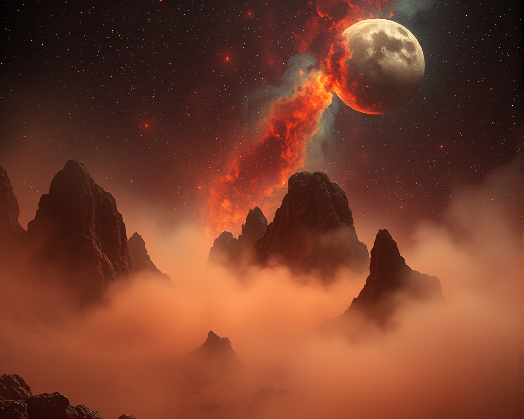 Eldritch Dust in Retrowave Bronze Sheen Universe – free AI stock image