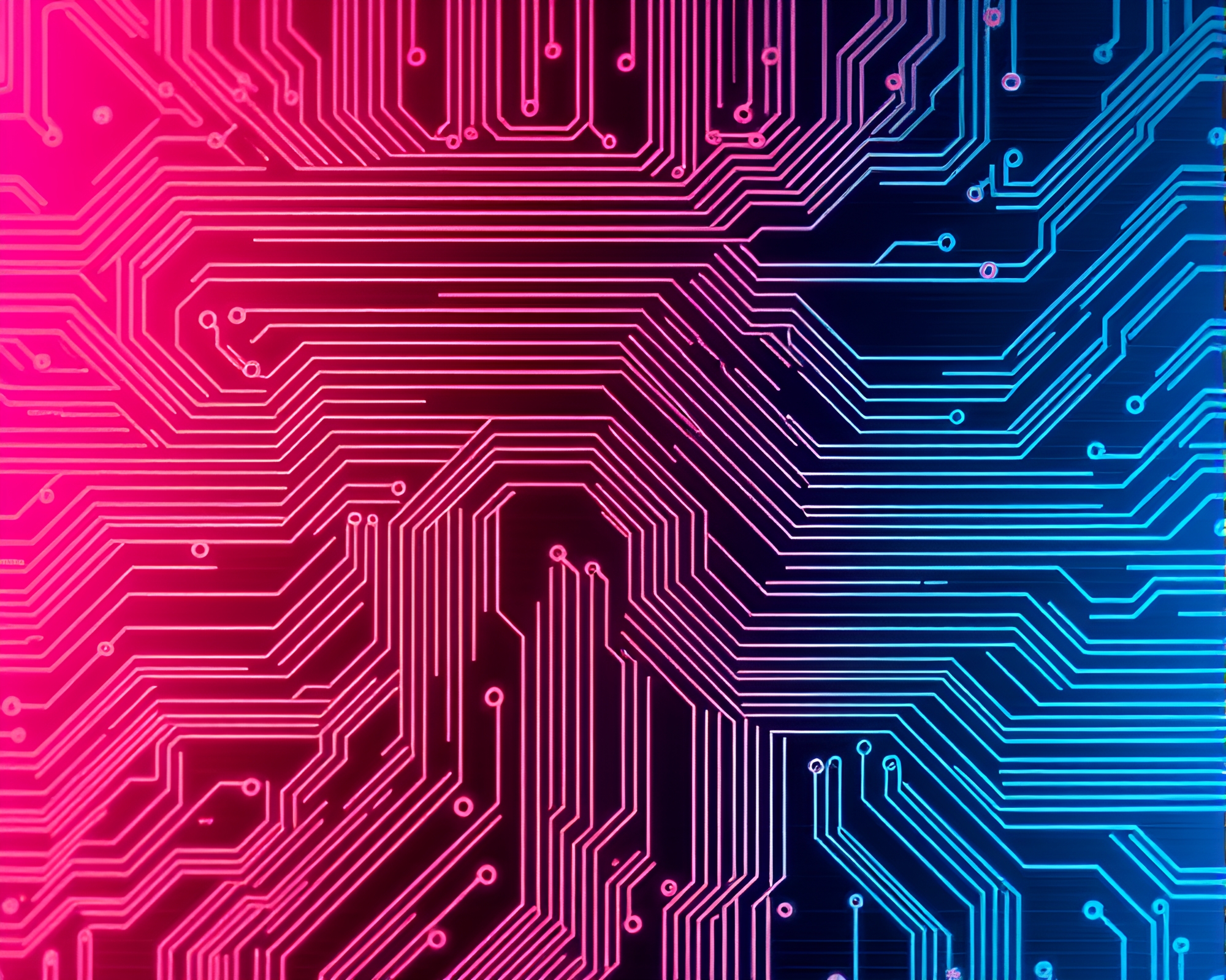 Neon Circuit Board: VHS Distortion Fantasy – free AI stock image