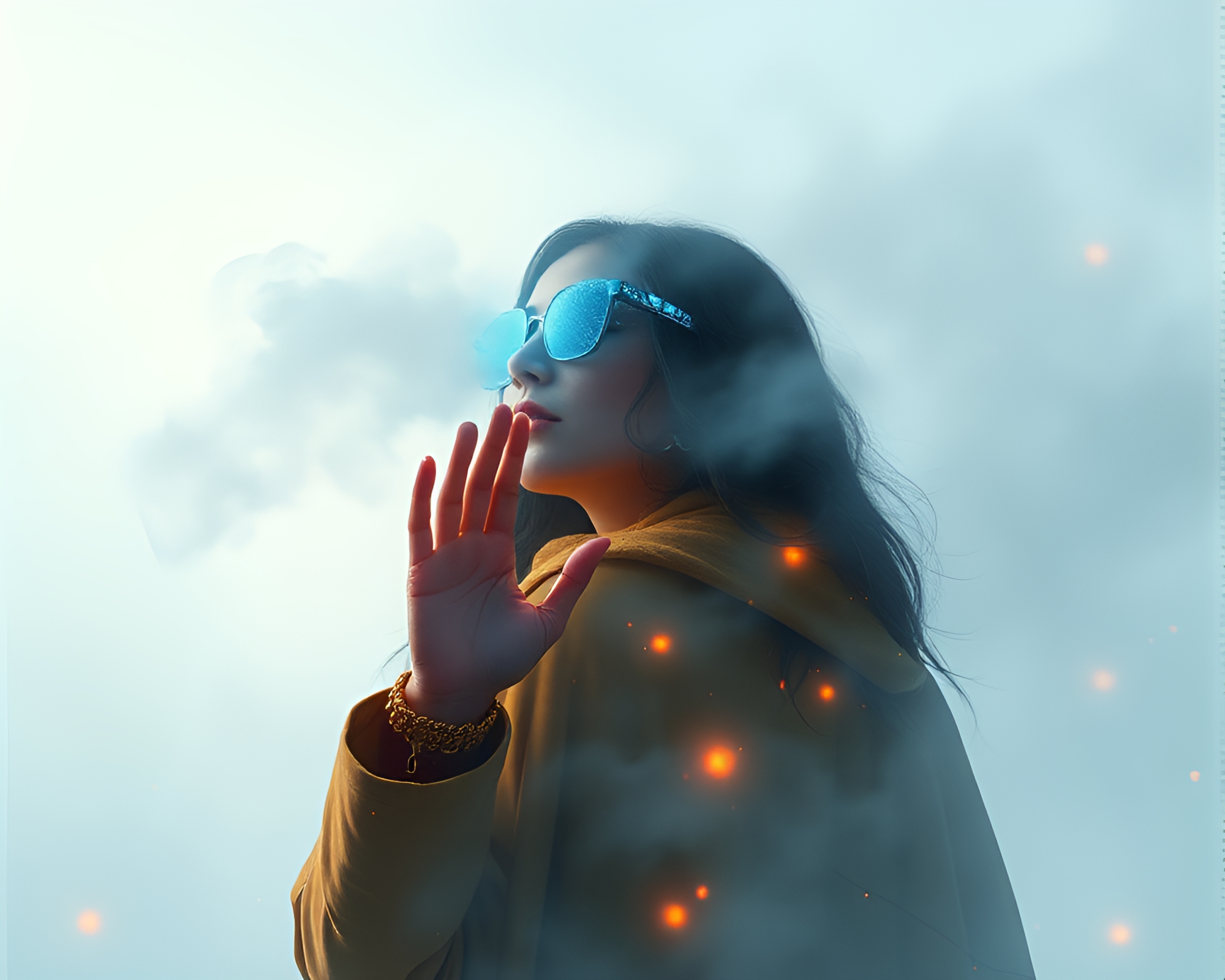 Futuristic Cybernetic Hand Fashion Illustration in Misty Studio – free AI stock image