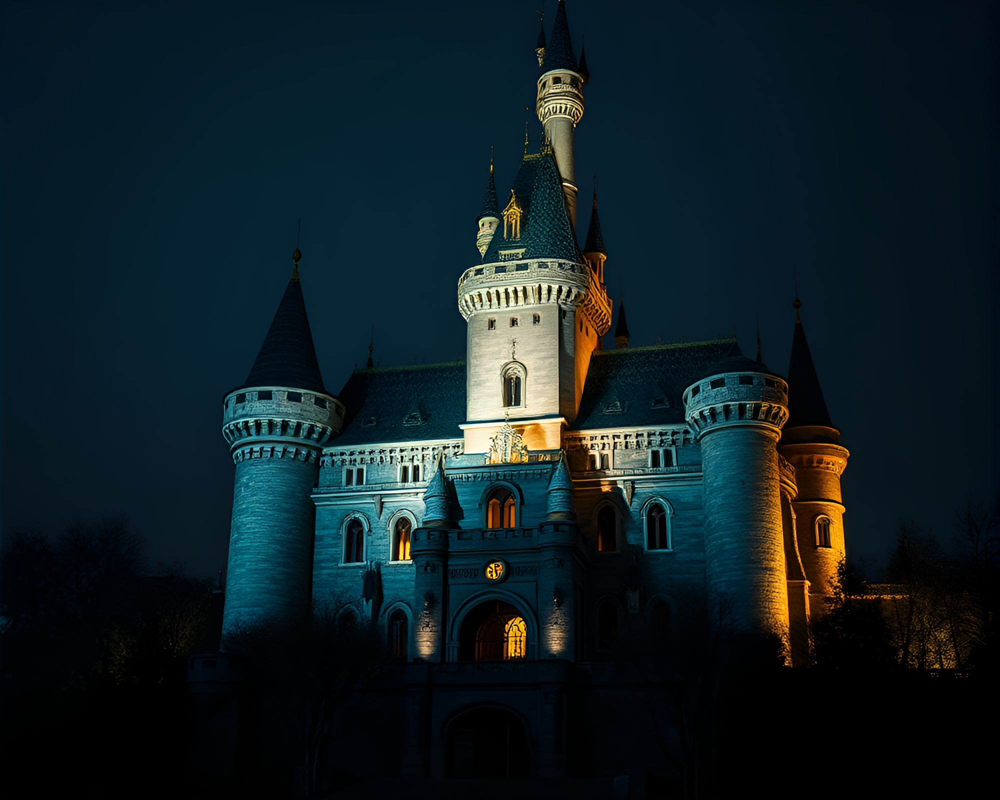 Enchanted Castle in Ethereal Light Painting – free AI stock image