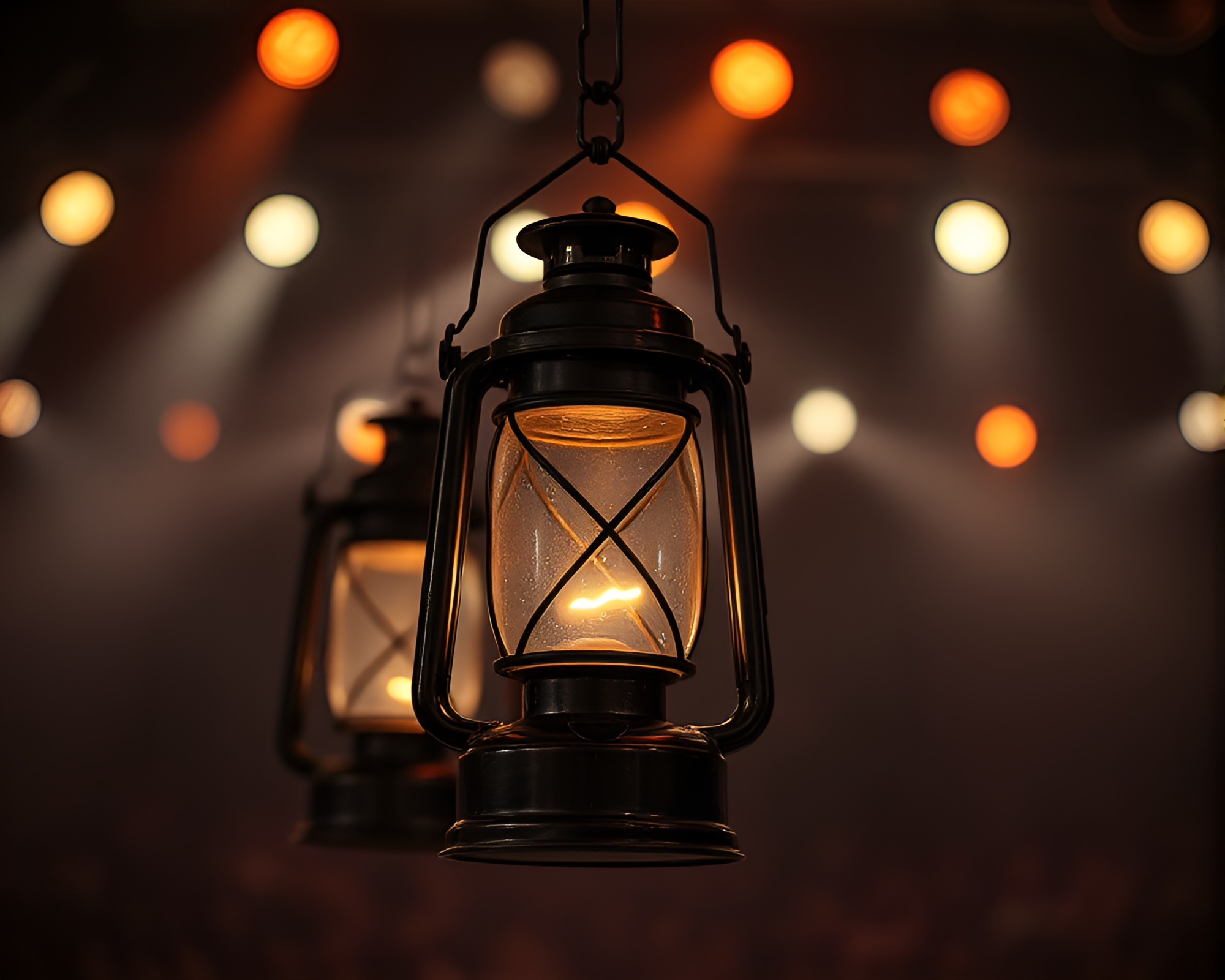 Medium Shot of Oil Lantern on Concert Stage – free AI stock image