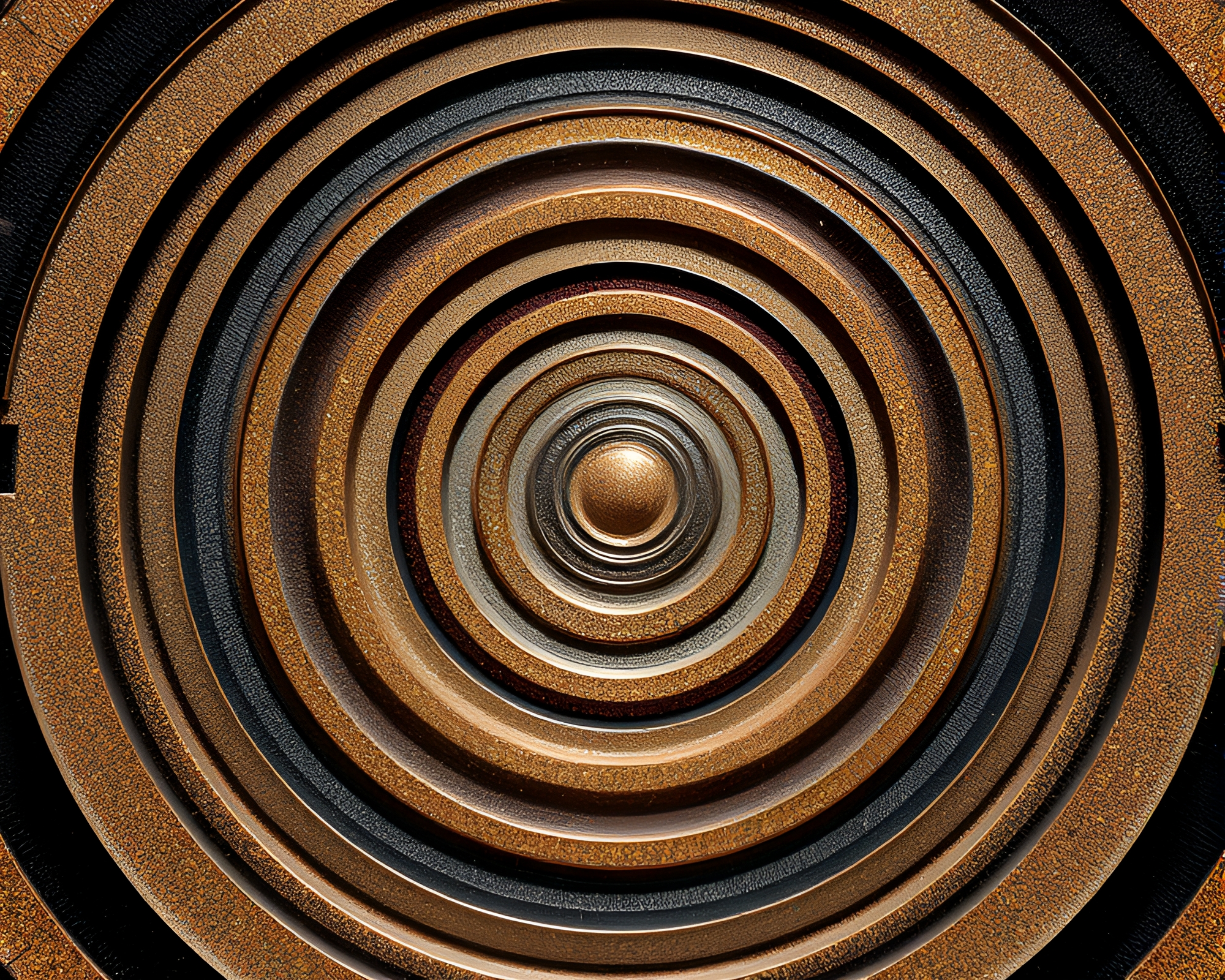 Escher-Inspired Metallic Concentric Circles Cross-Processed Art – free AI stock image