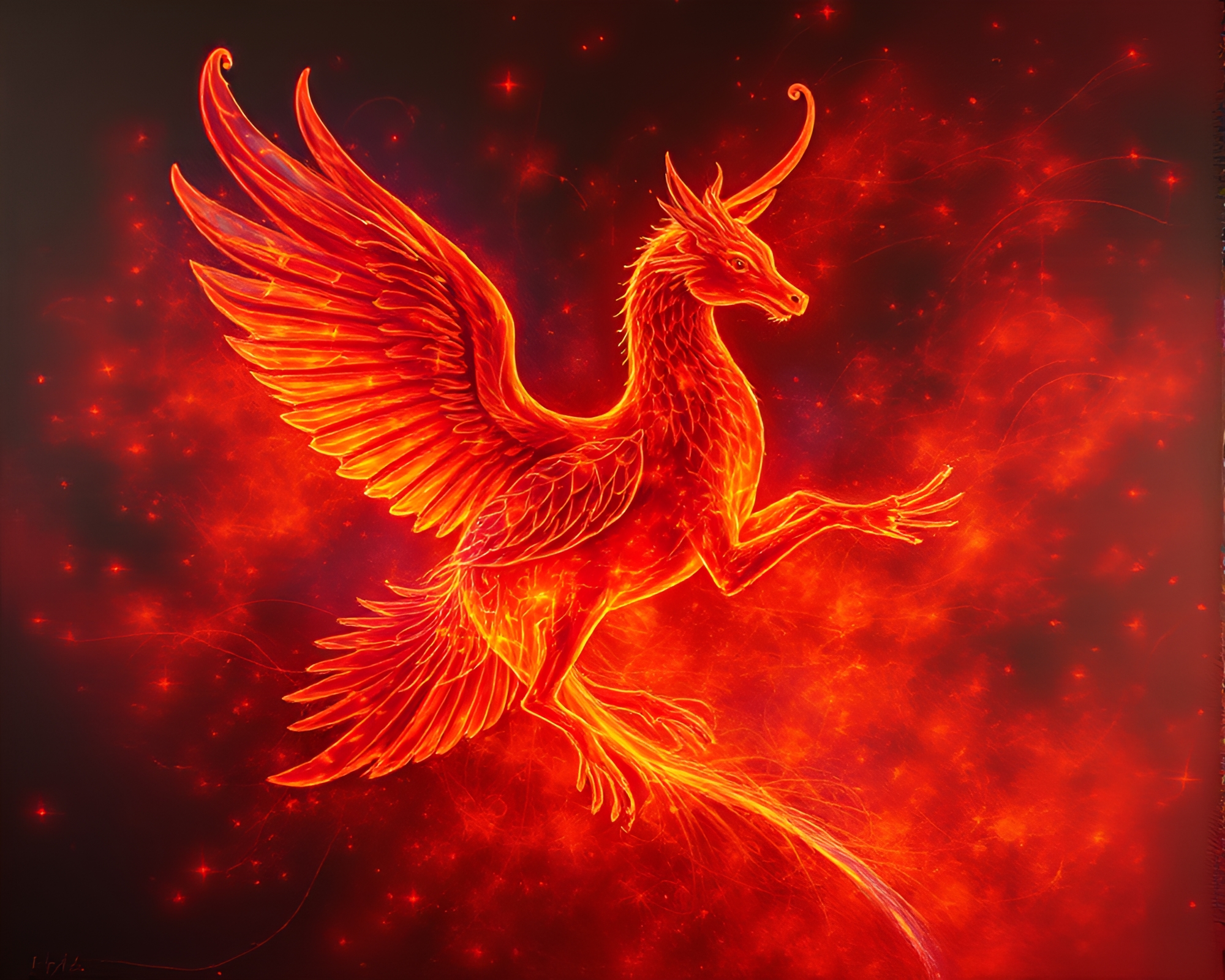 Chimera Ornament in Infrared Fiber Optics Glow – free AI stock image