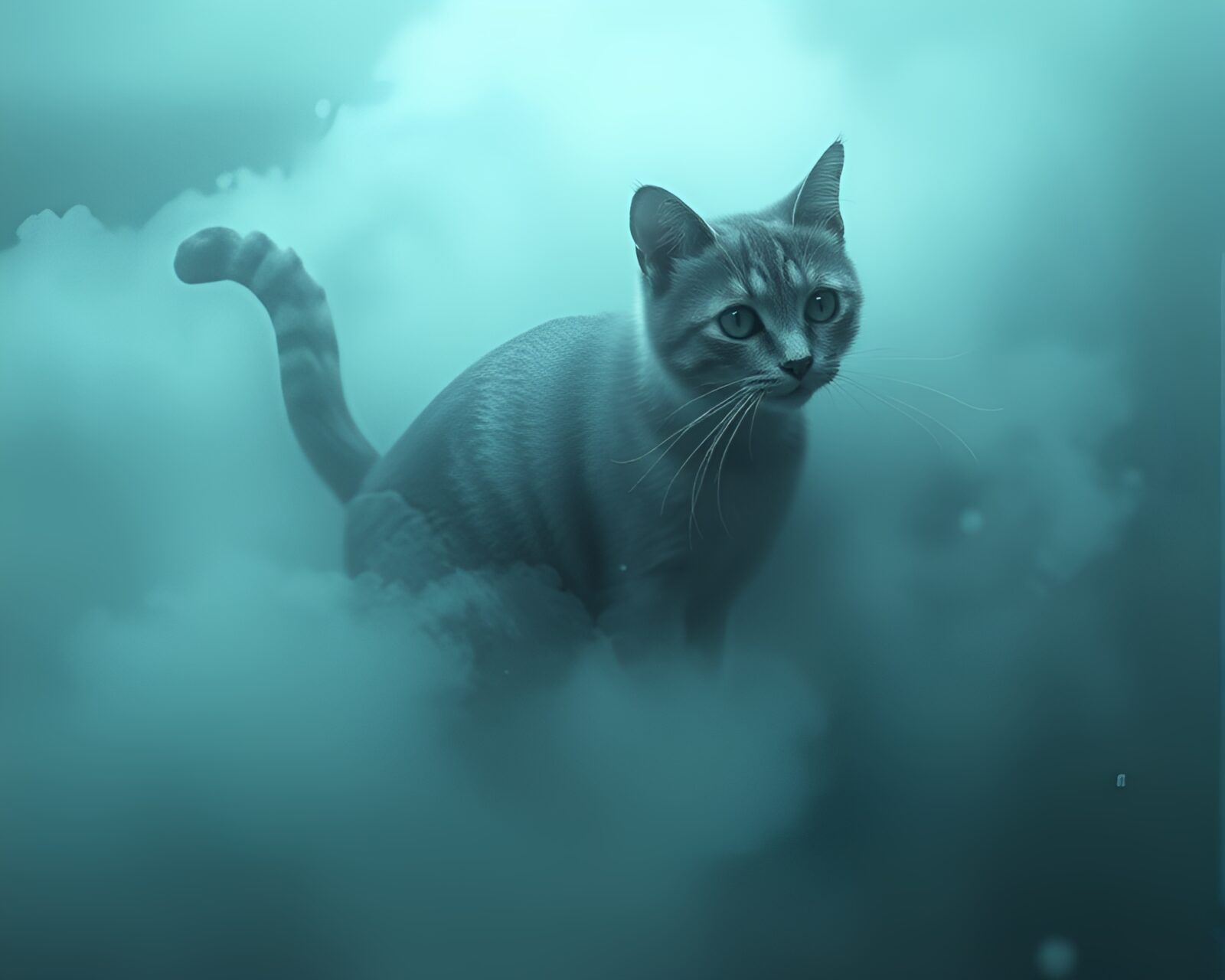 Fluid simulation of Schrodinger's cat in misty layers