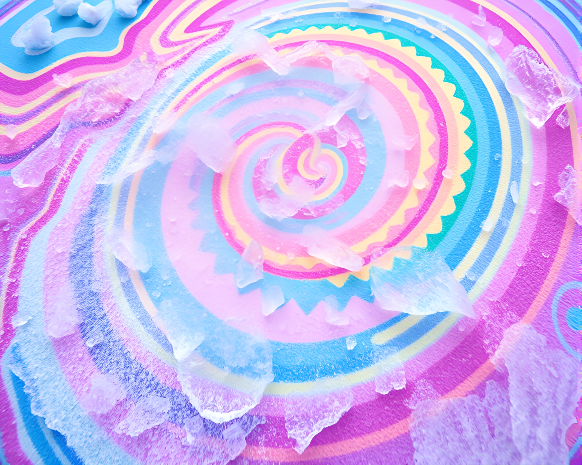 Swirling Ice Crystals in Psychedelic Graffiti Light – free AI stock image
