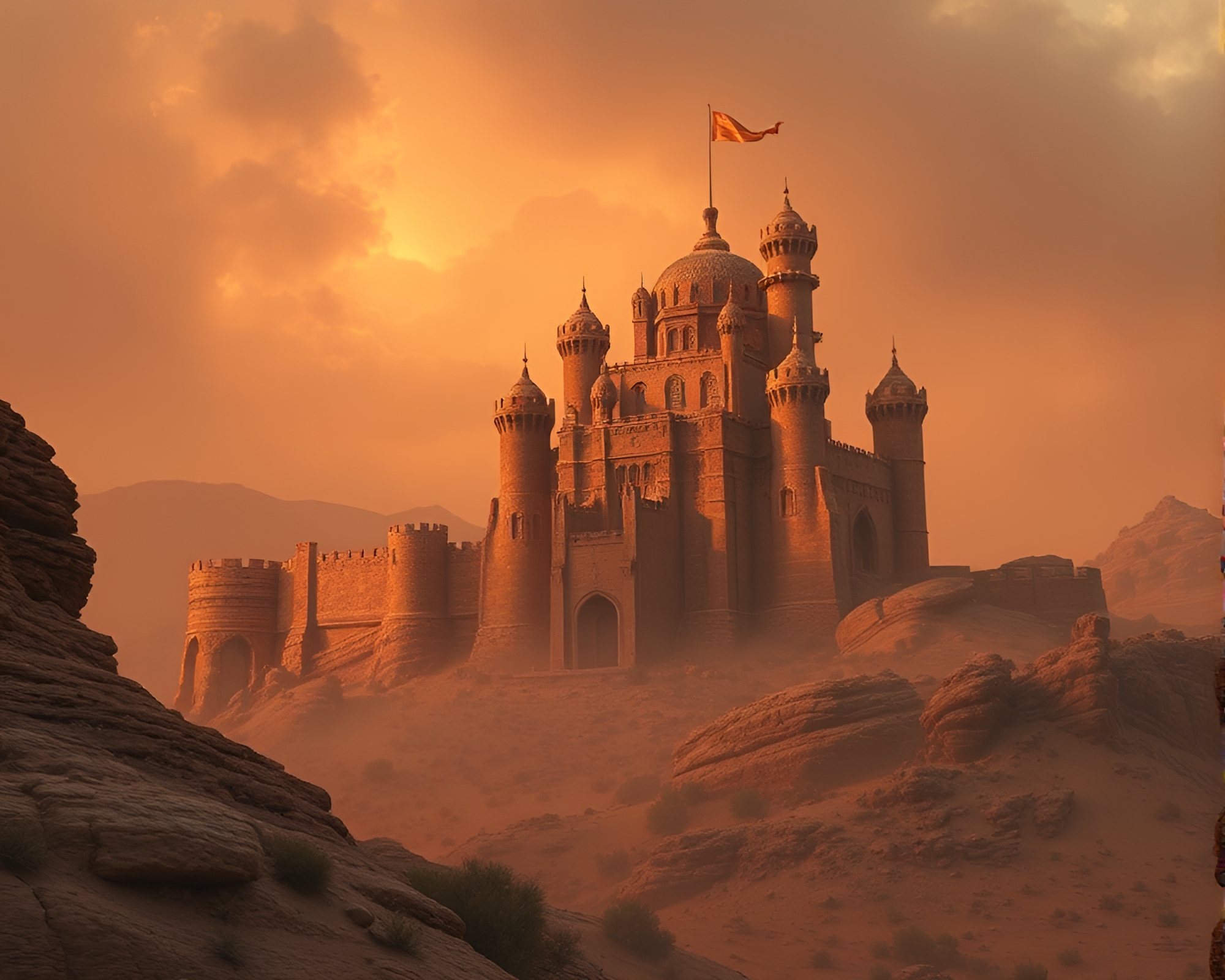 Ethereal Motion Capture of Deserted Copper Castle – free AI stock image