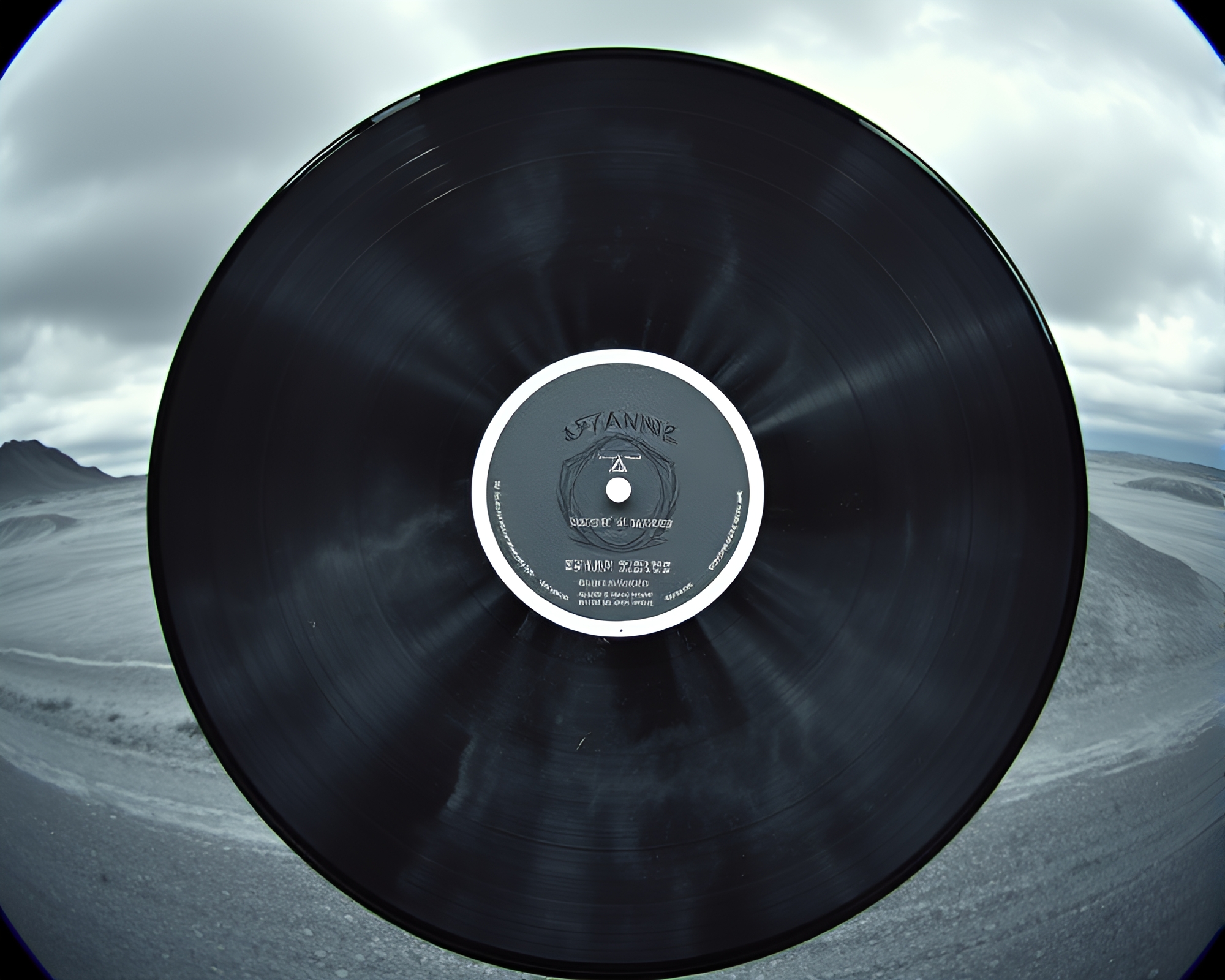 Volcanic Vinyl: Thermal Record Fusion Photography – free AI stock image