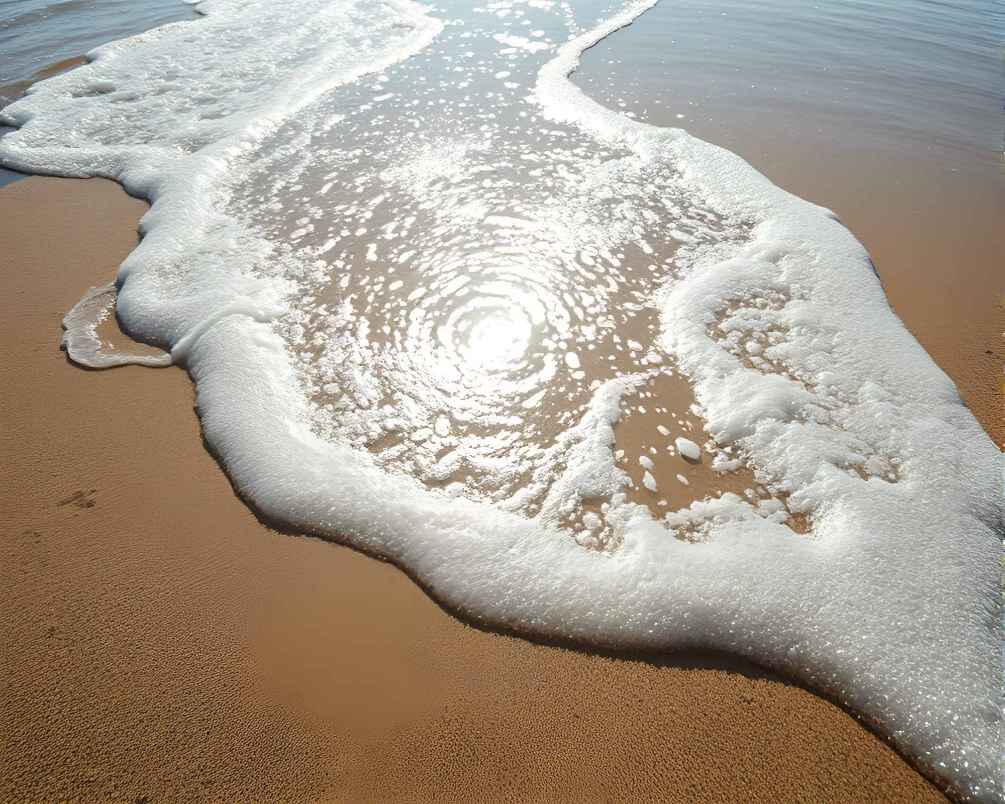 Shimmering Metallic Scratches on Glowing Beach Sands – free AI stock image