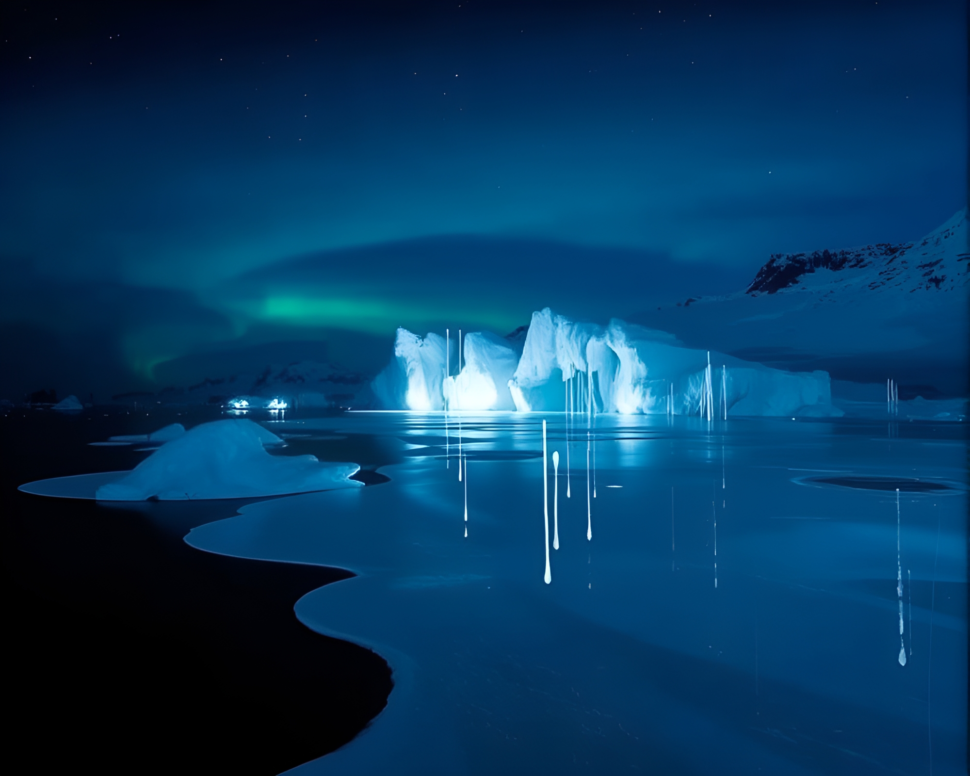 Satyr in Antarctic Whiteout: Light Painting Composition – free AI stock image