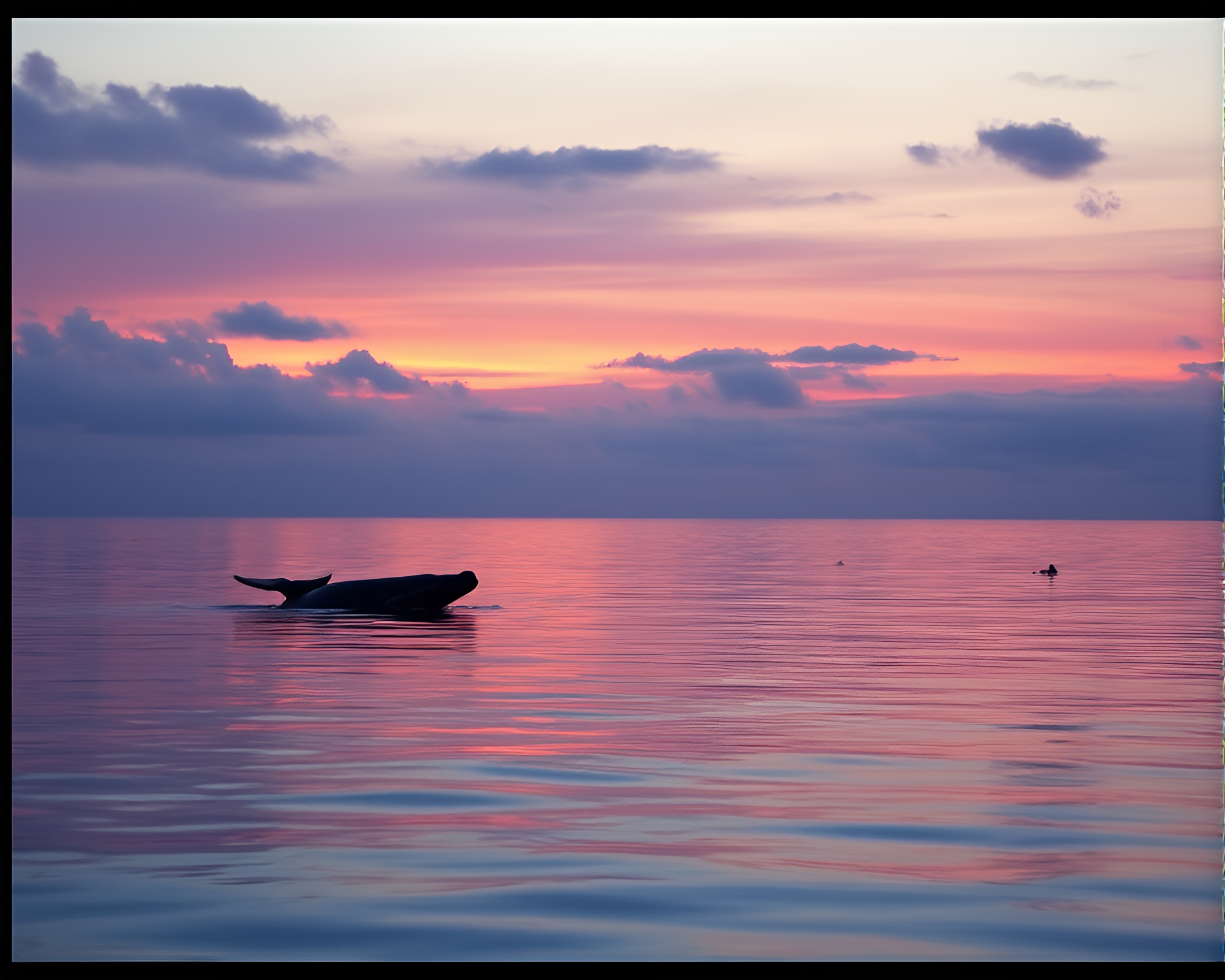 Majestic Whale at Dusk with Film Strip Border – free AI stock image
