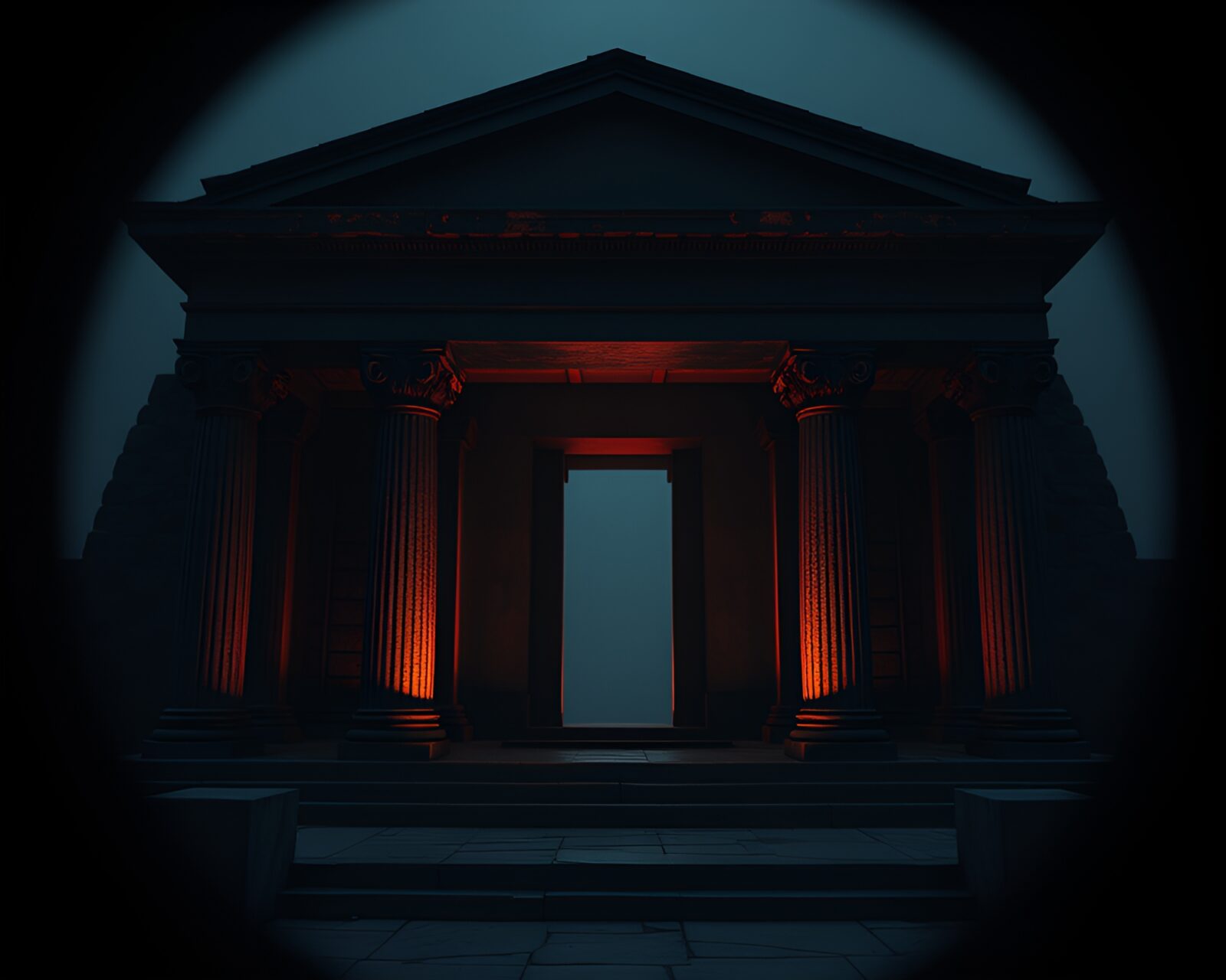 High-contrast noir scene in material design with split focus