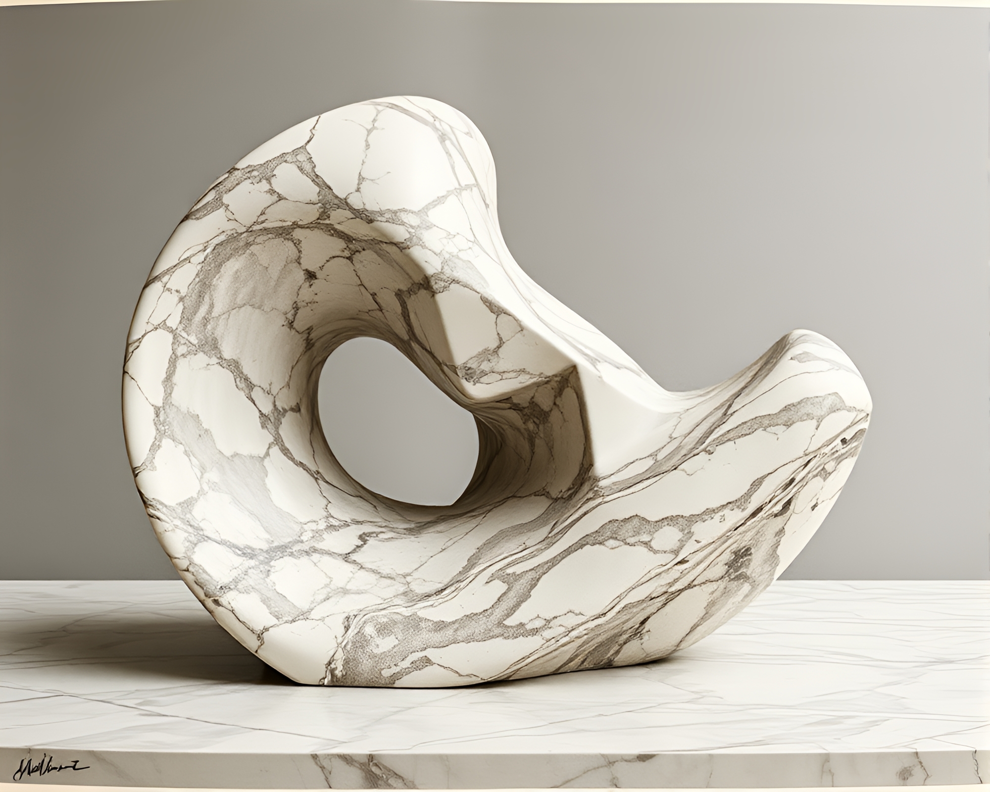 Glistening Marble Sculpture in Film Grain Light – free AI stock image