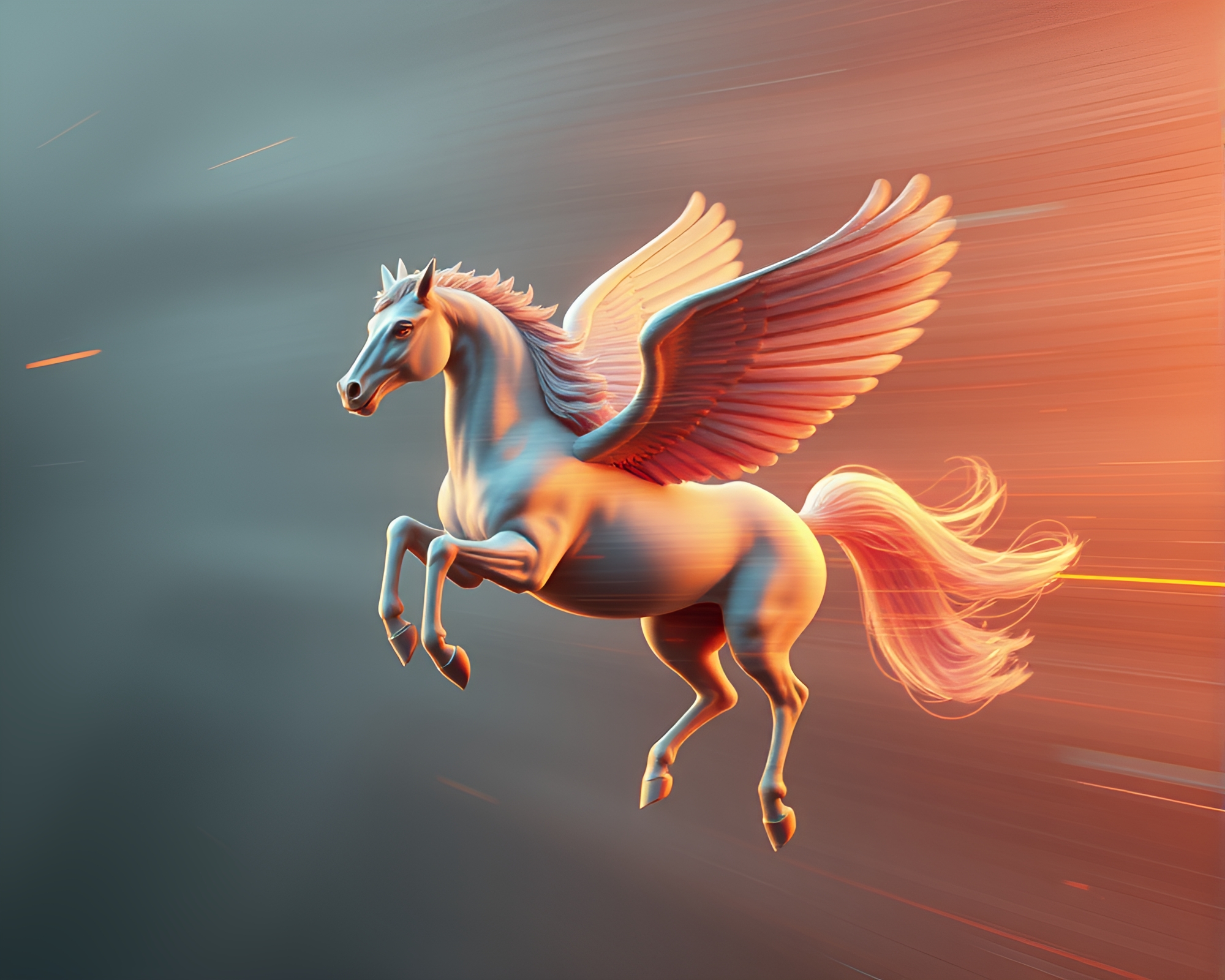 Ethereal Pegasus in Voxel Art with Motion Blur Streaks – free AI stock image