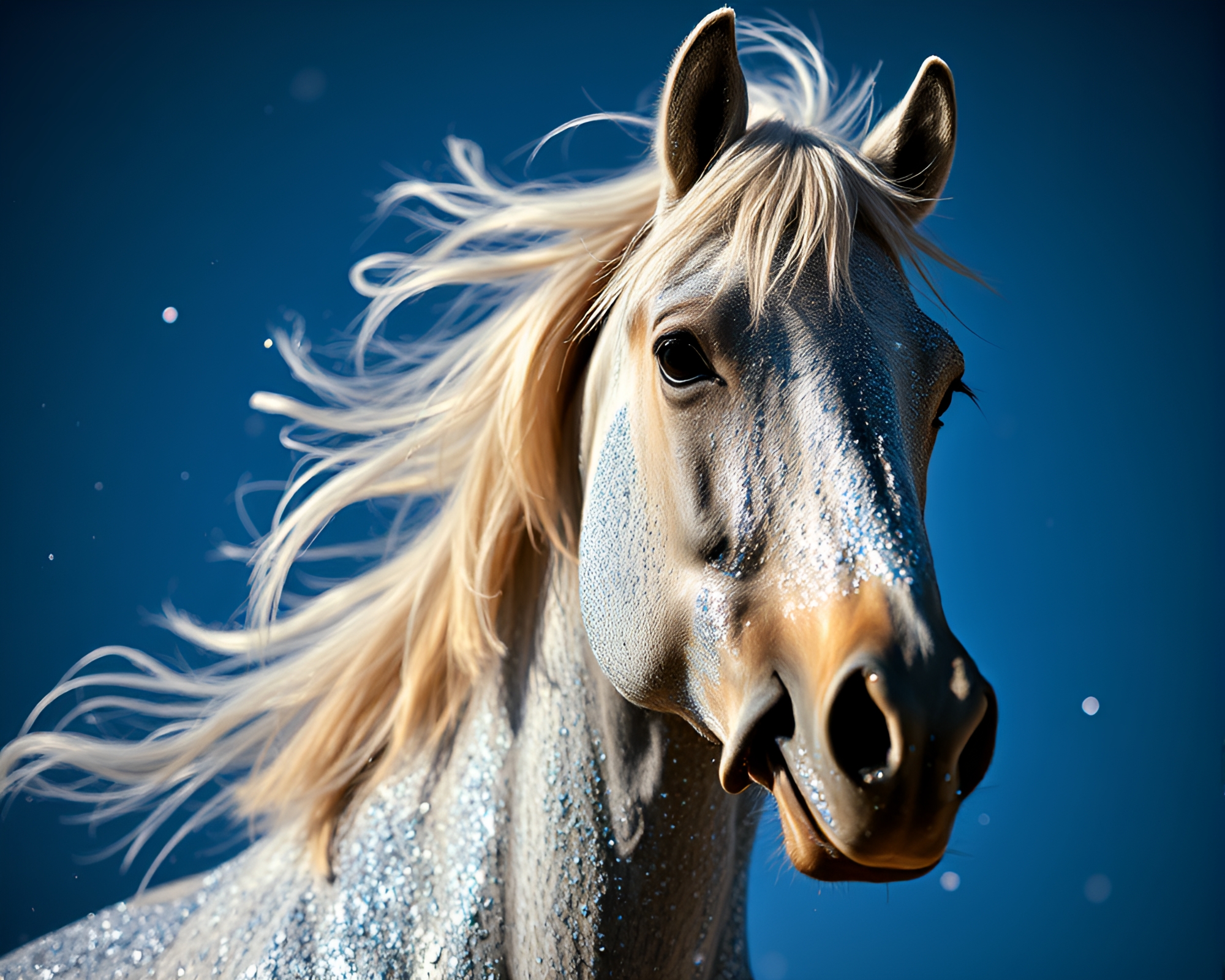 Majestic Wild Stallion Under Low-Angle Metallic Light – free AI stock image