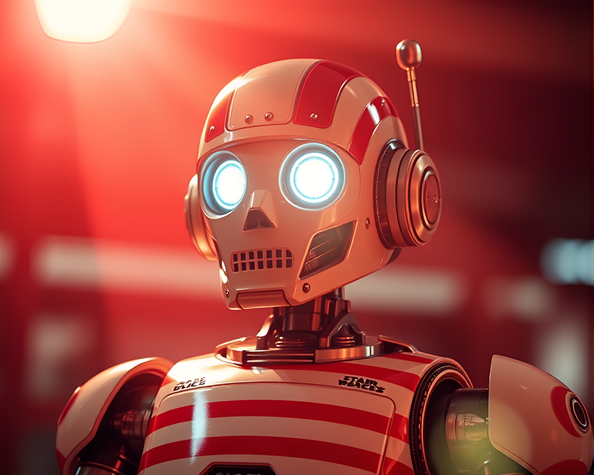 Striped Robot in Midday Stereograph Light – free AI stock image