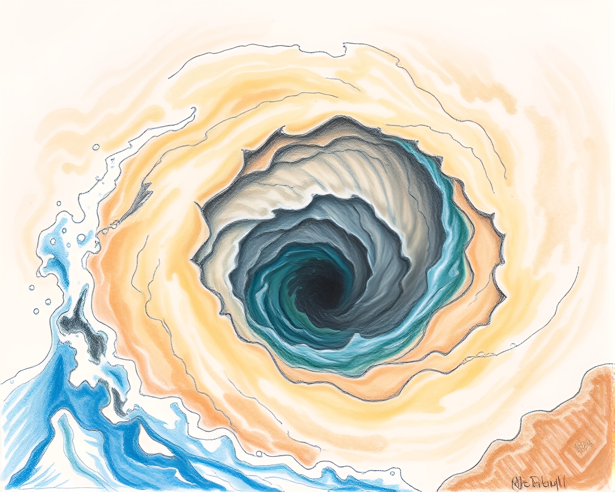 Kraken Unleashing Water Whirlpool in Desert Sands – free AI stock image