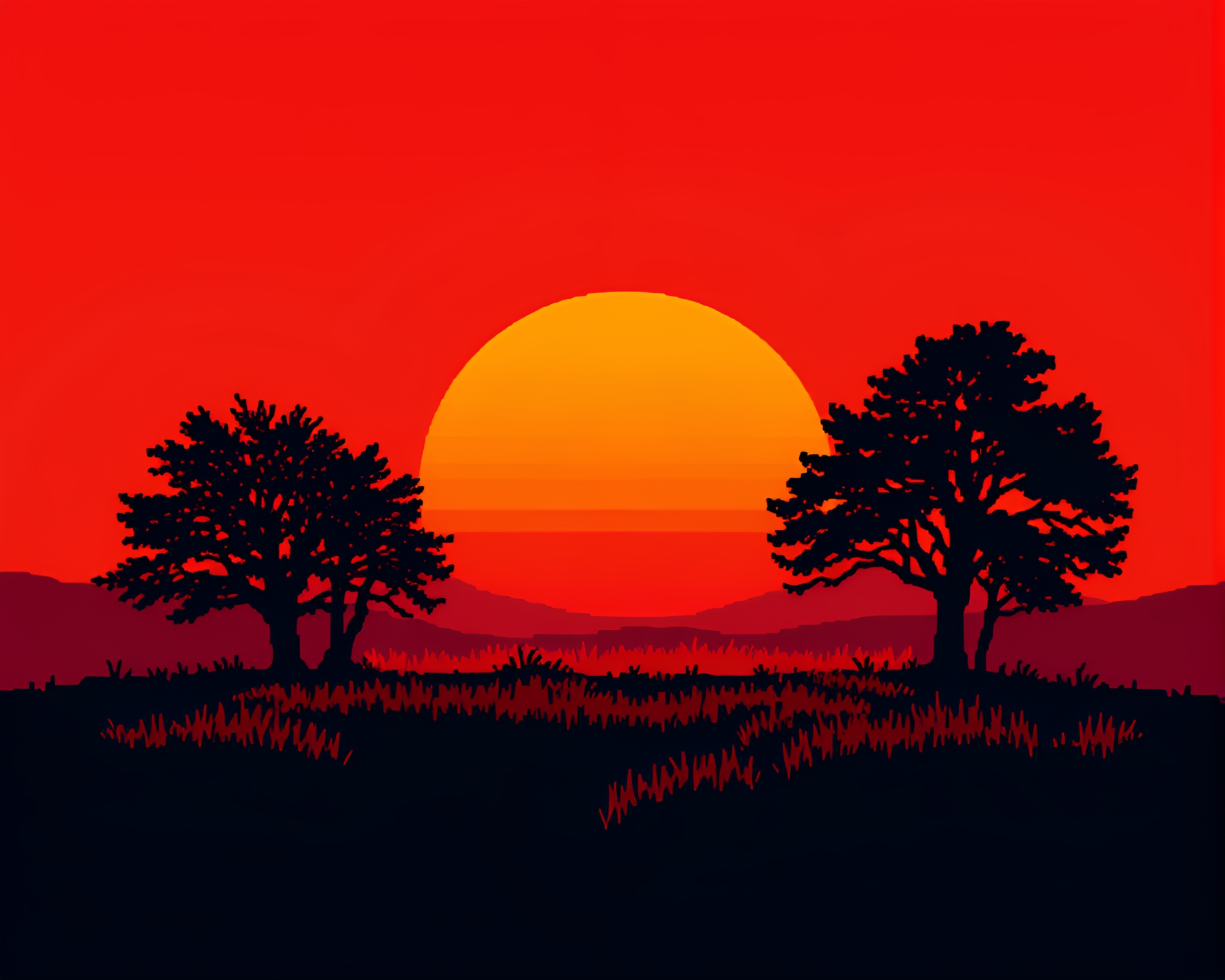 16-Bit Stone Circle Tight Crop Sunset Scene – free AI stock image