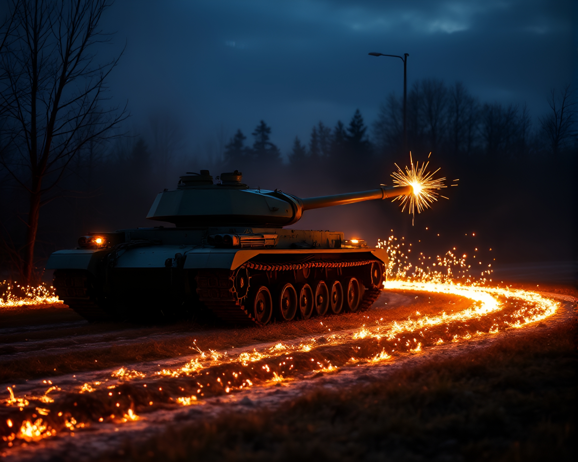 Sapphire Tank with Sparkler Trails in Candlelit Setting – free AI stock image