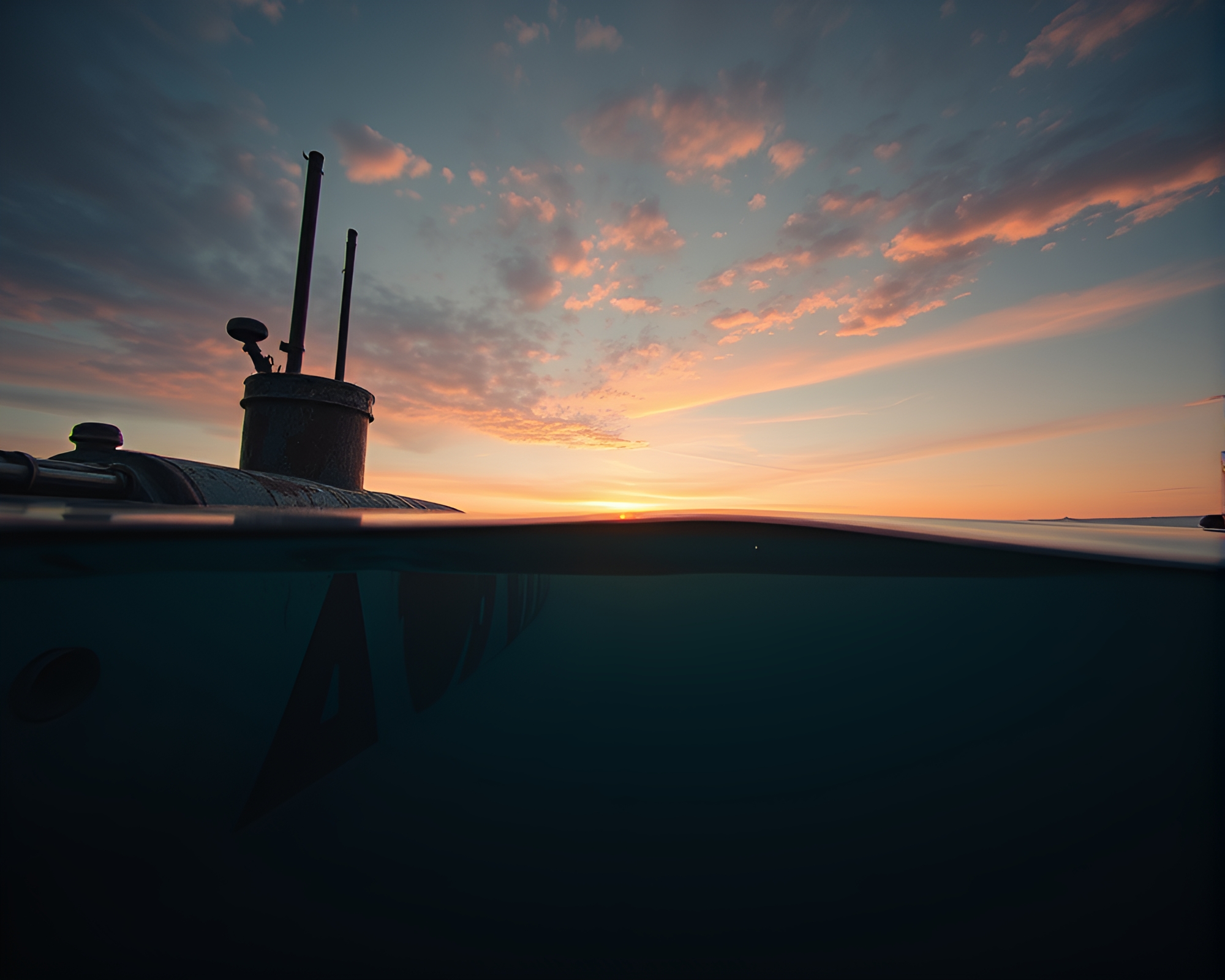 Rust Patina Submarine at Sunrise – free AI stock image