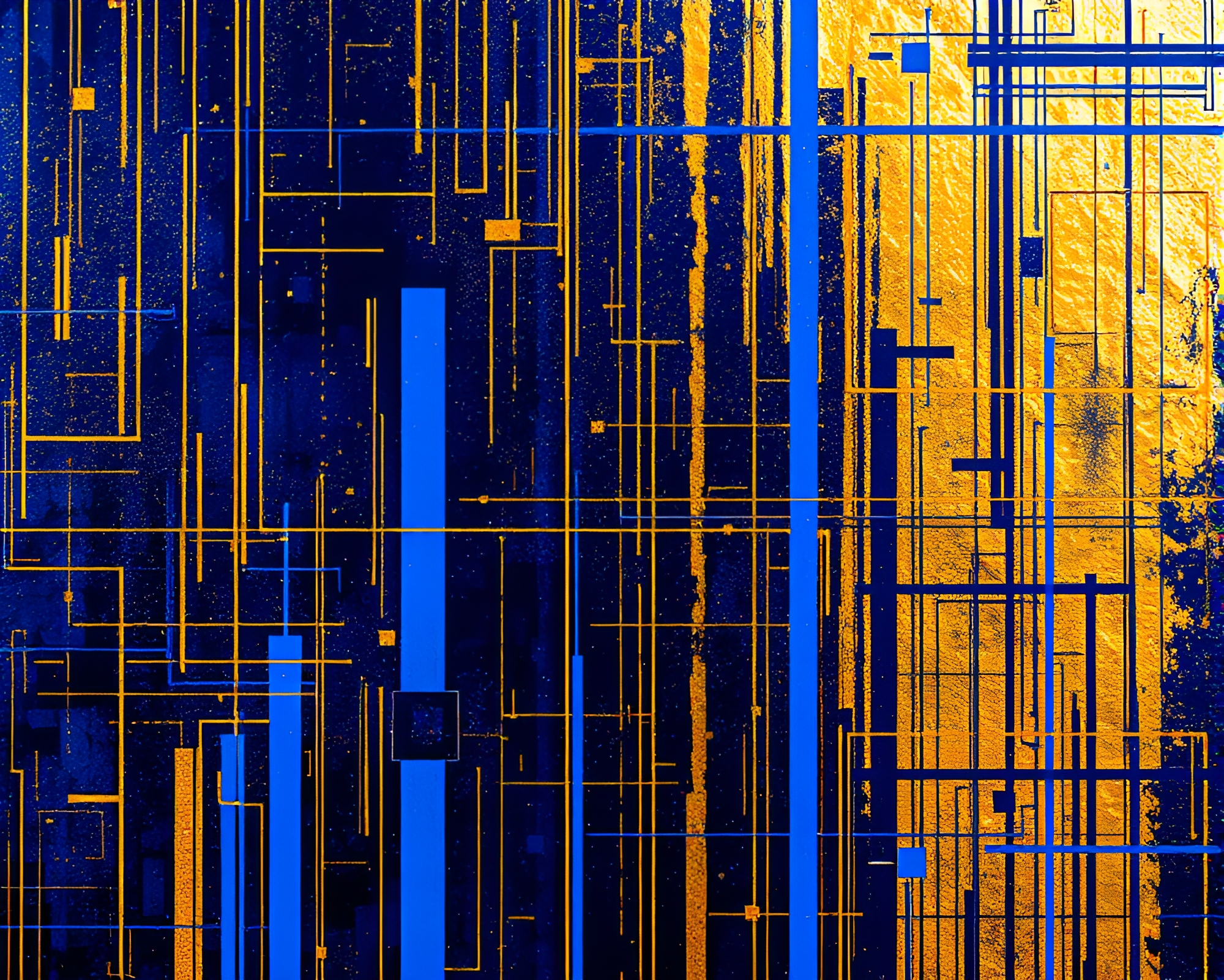 Glitching Gold: Cobalt Blue Elegance – free AI stock image