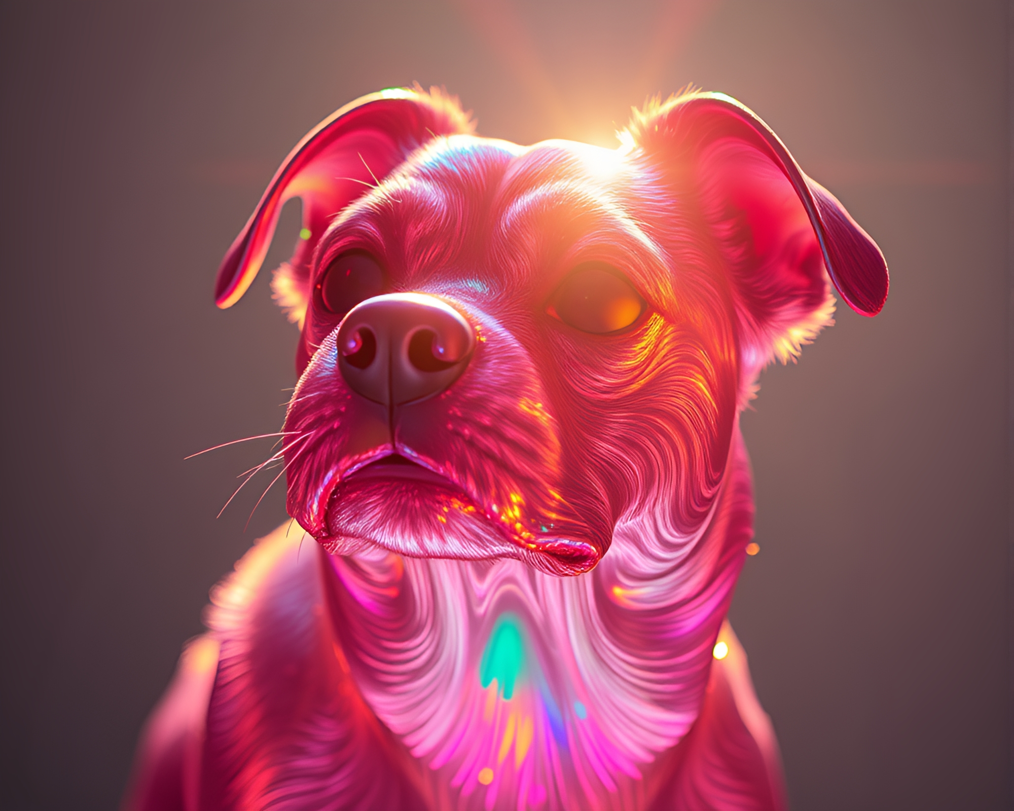 Prismatic Holographic Pet Under Sun Glares – free AI stock image