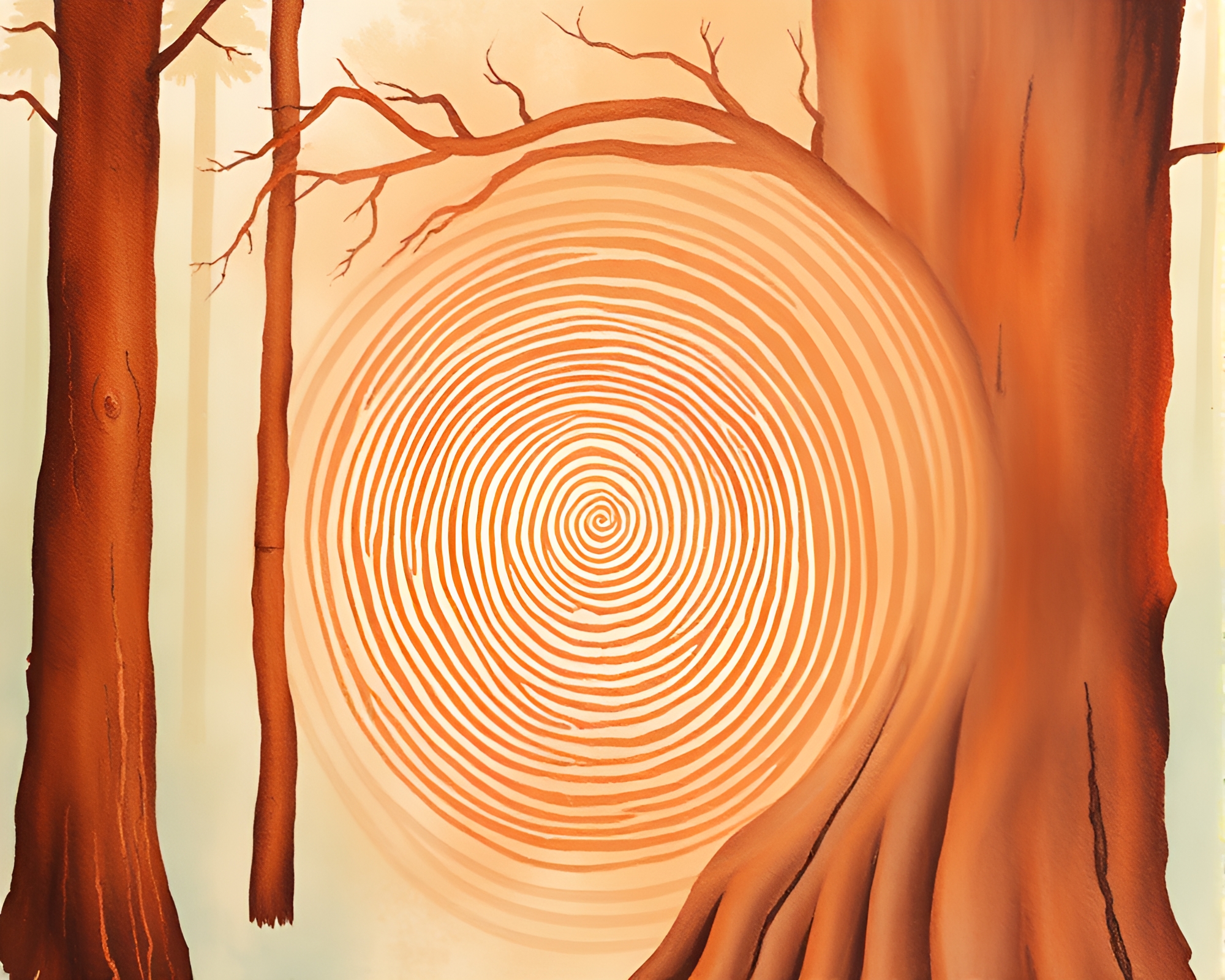 Fingerprint Swirl Redwood Tree in Copper Tones Fantasy – free AI stock image