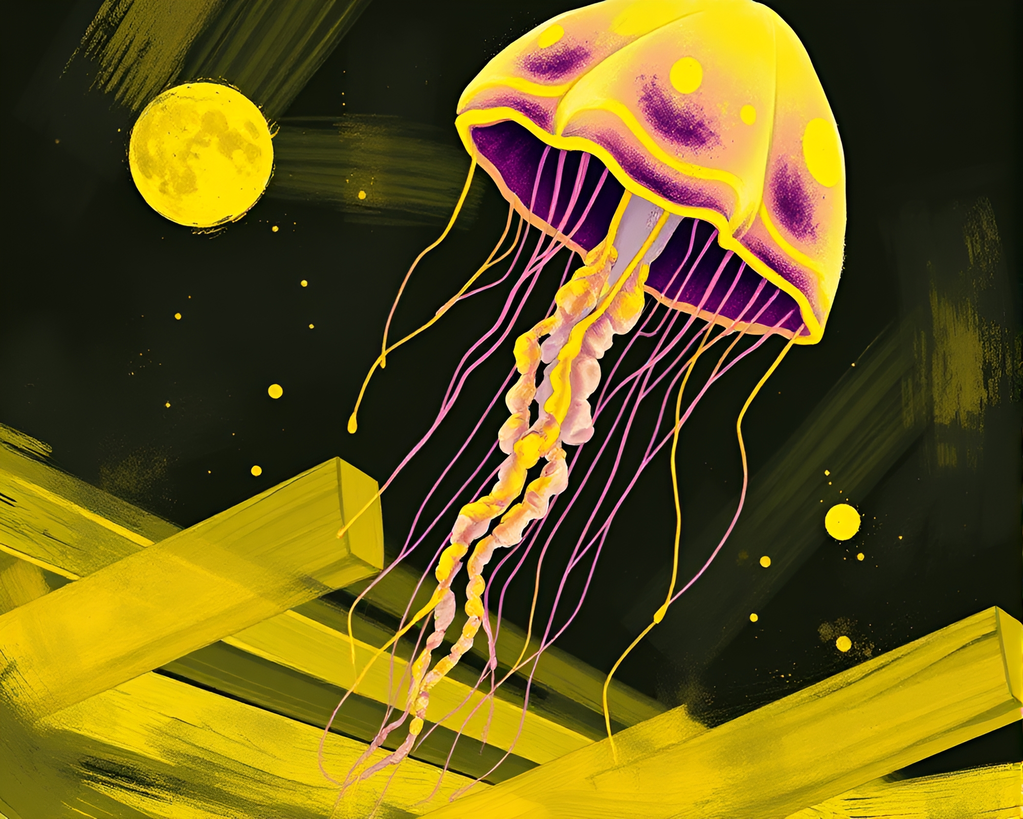 Mesmerizing Bioluminescent Jellyfish in Anime Style – free AI stock image