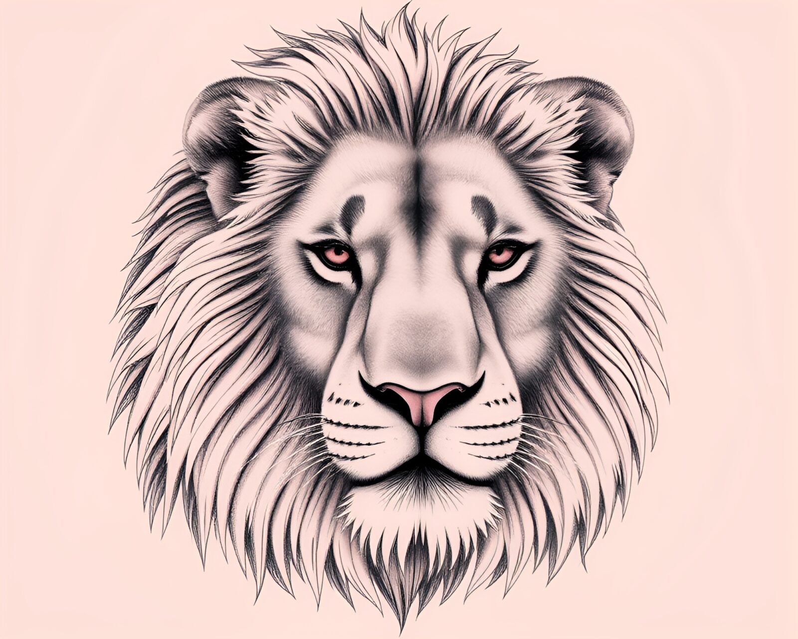 Lion composed of intricate engraved blush pink details
